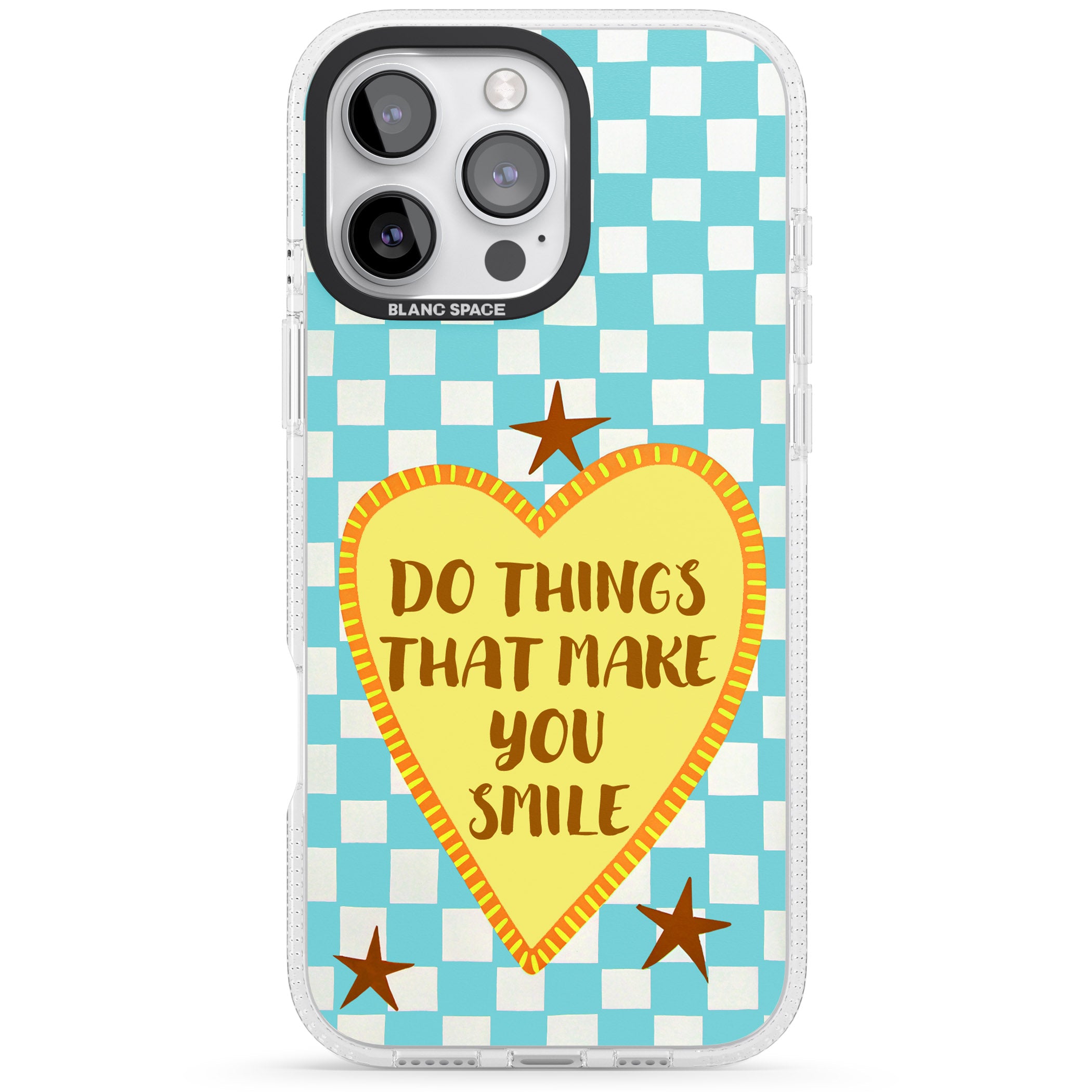 Do Things That Make You Smile iPhone 16 Pro Max / 16 Pro Clear Case Impact Air - Blanc Space