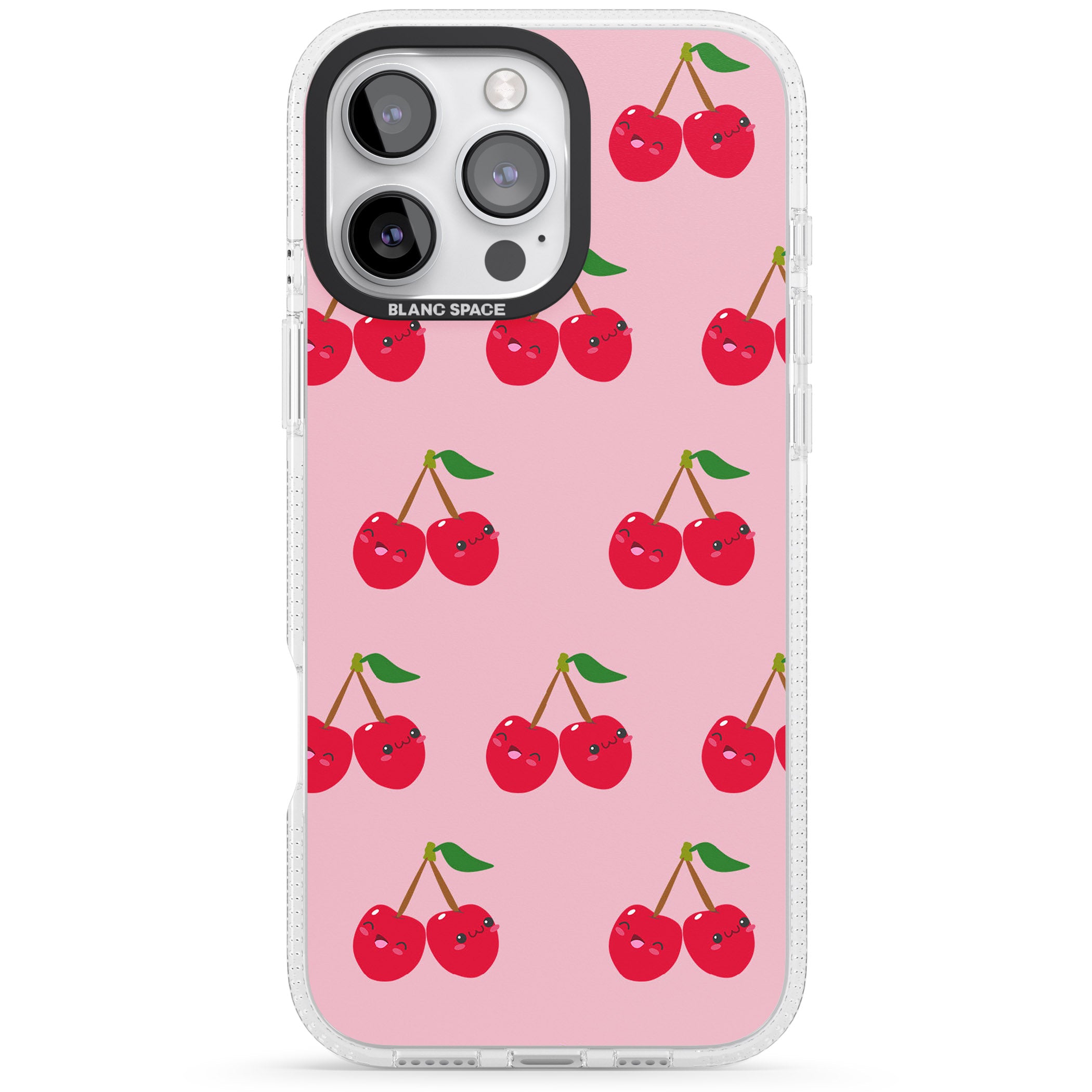 Cheeky Cherry iPhone 16 Pro Max / 16 Pro Clear Case Impact Air - Blanc Space