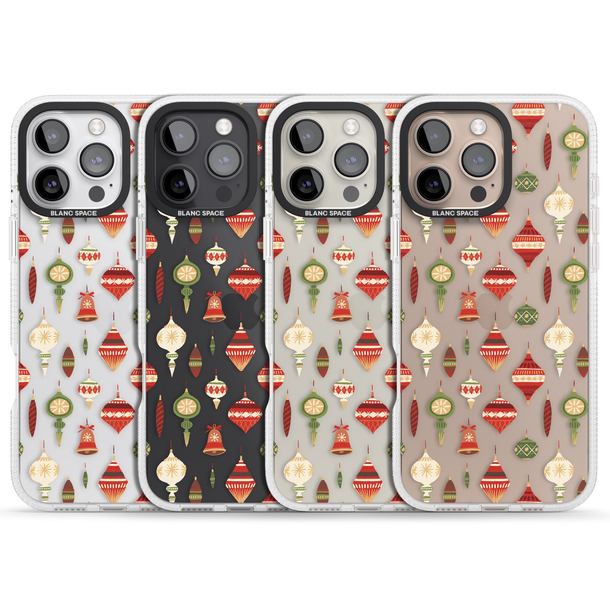 Christmas Baubles Pattern iPhone 16 Pro Max / 16 Pro Clear Case Impact Air - Blanc Space