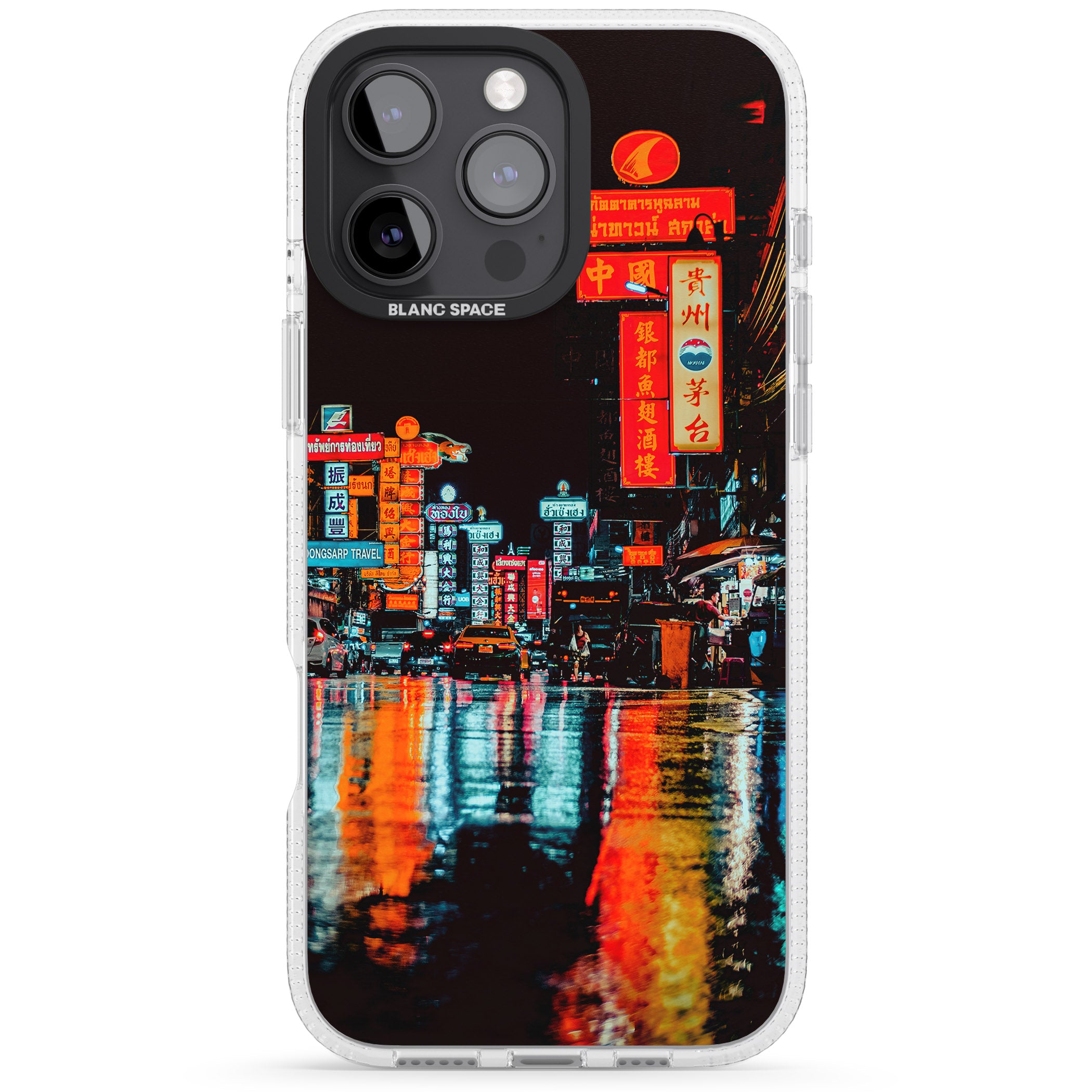 Neon City iPhone 16 Pro Max / 16 Pro Clear Case Impact Air - Blanc Space