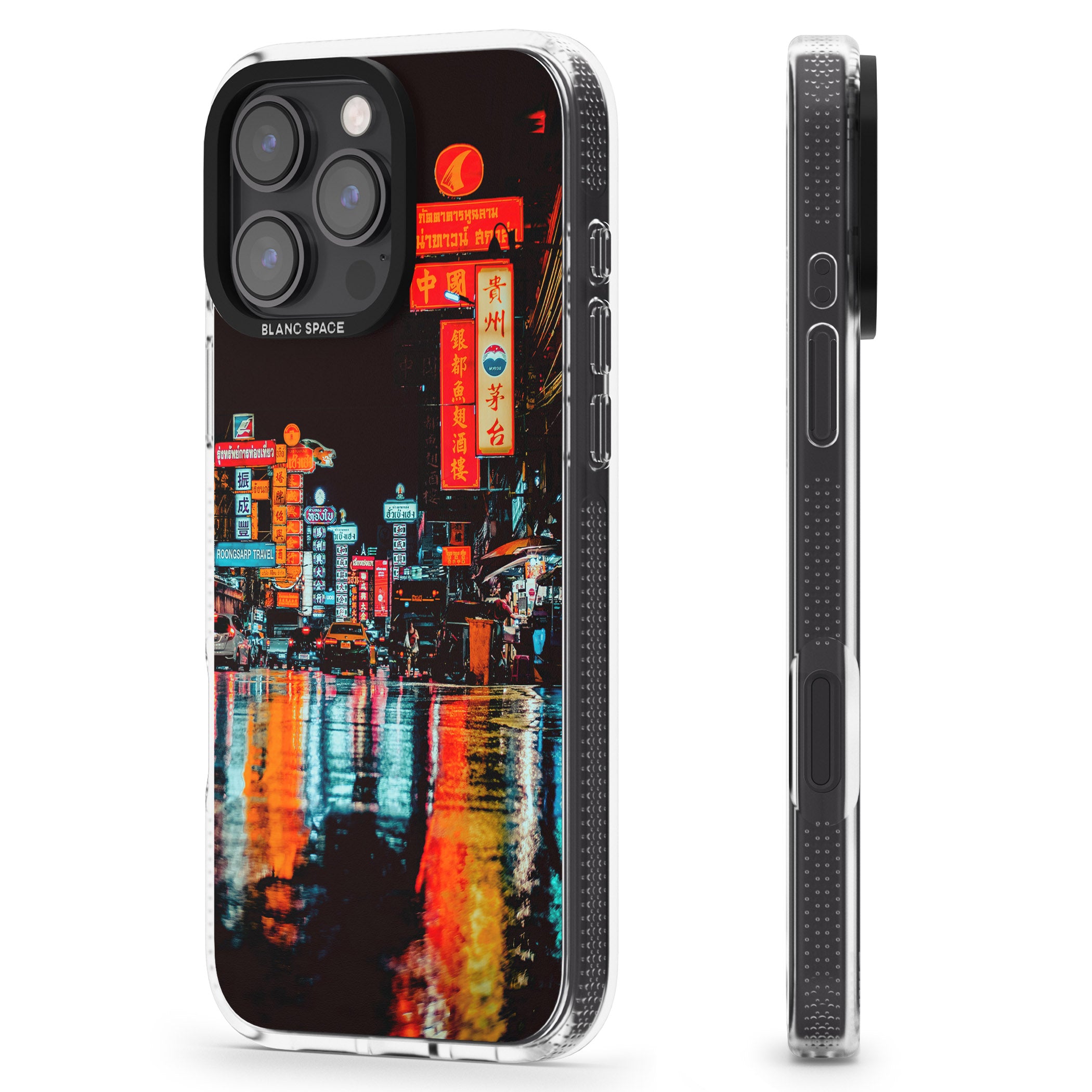 Neon City iPhone 16 Pro Max / 16 Pro Clear Case Impact Air - Blanc Space