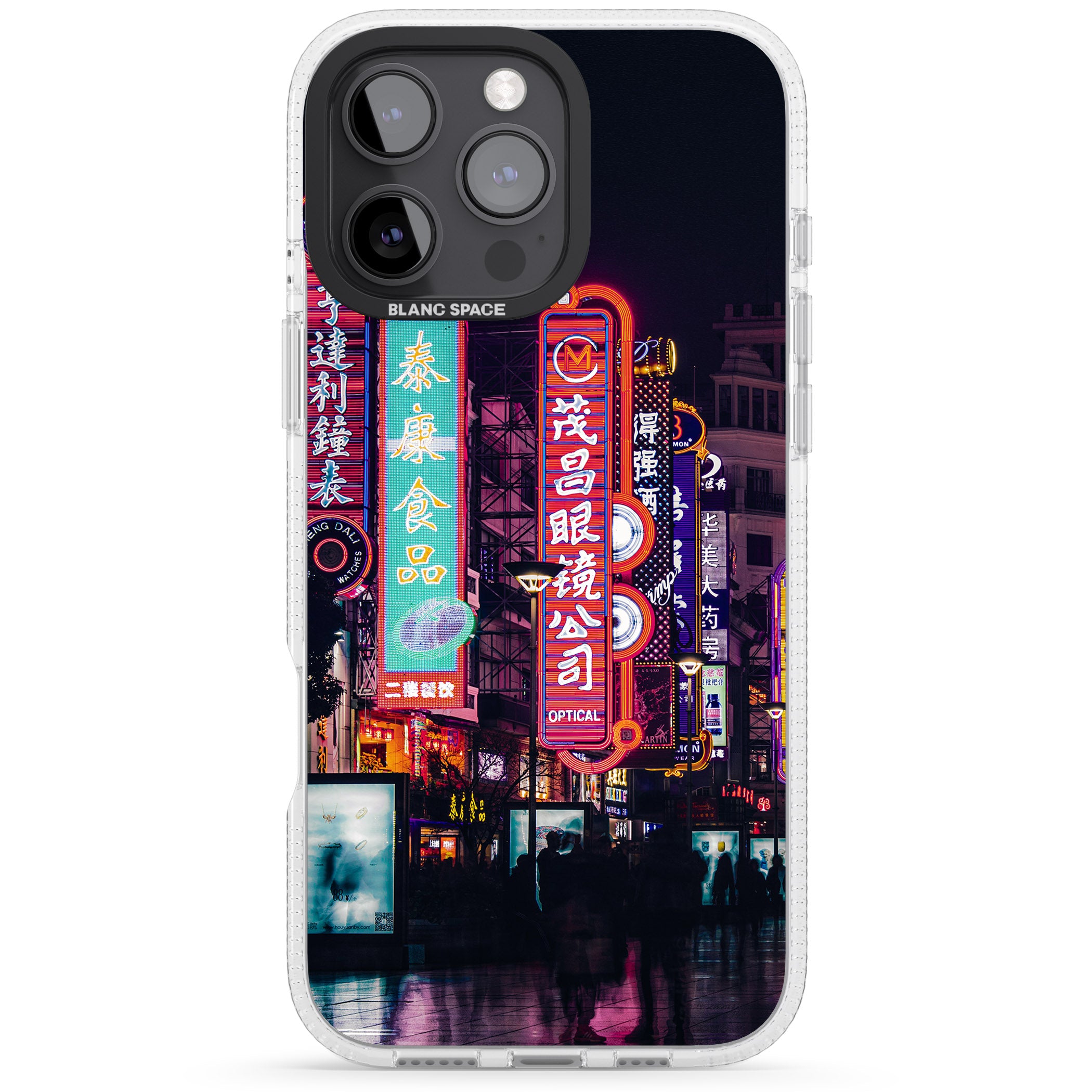 Busy Street - Neon Cities Photographs iPhone 16 Pro Max / 16 Pro Clear Case Impact Air - Blanc Space