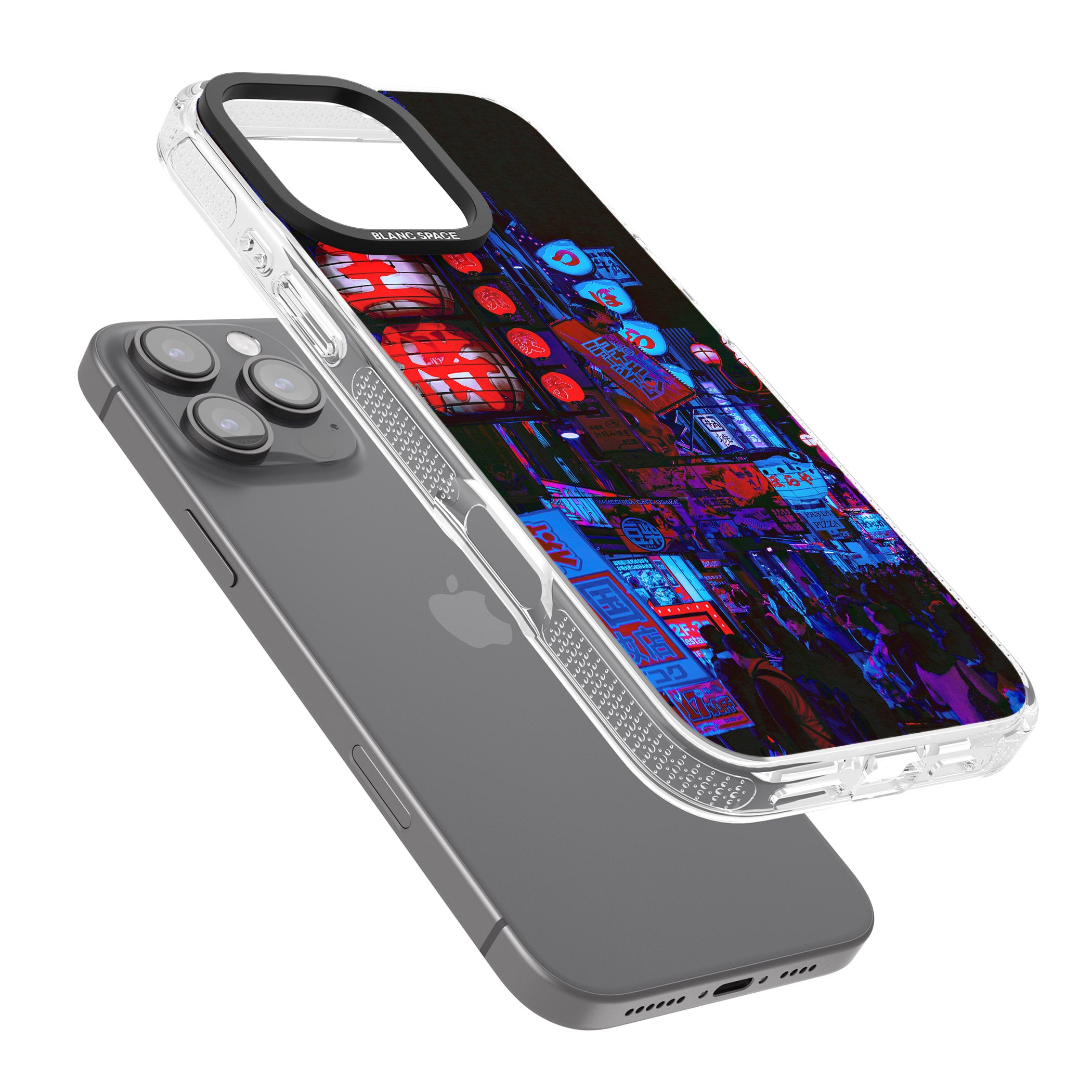 Red & Turquoise - Neon Cities Photographs iPhone 16 Pro Max / 16 Pro Clear Case Impact Air - Blanc Space