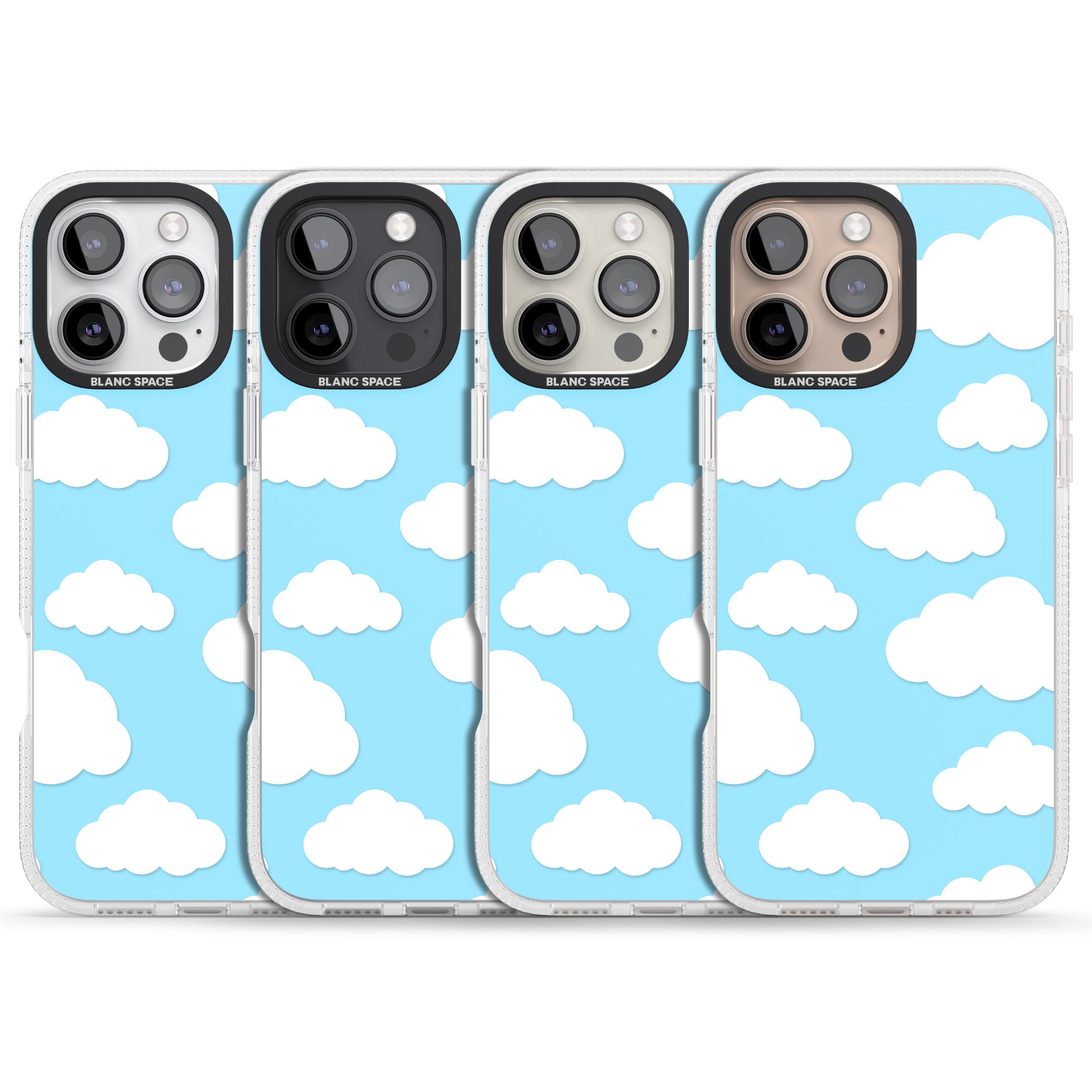Blue Sky & Clouds Pattern iPhone 16 Pro Max / 16 Pro Clear Case Impact Air - Blanc Space