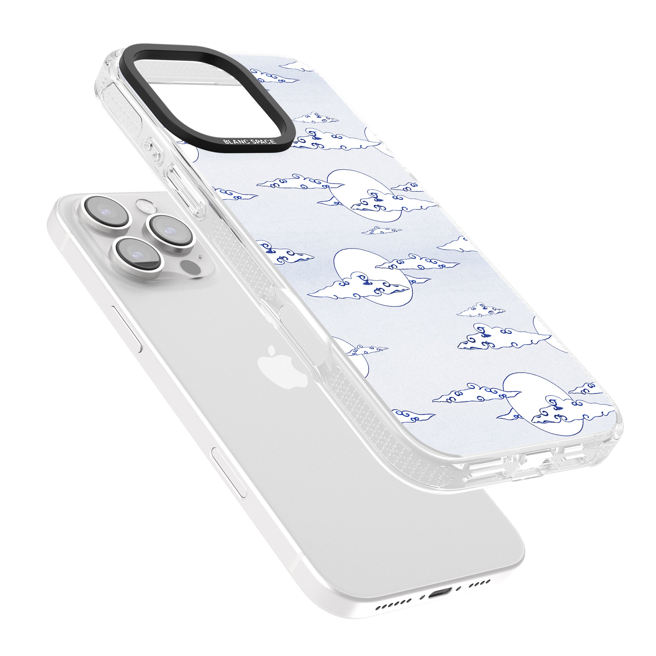 Moon & Clouds iPhone 16 Pro Max / 16 Pro Clear Case Impact Air - Blanc Space