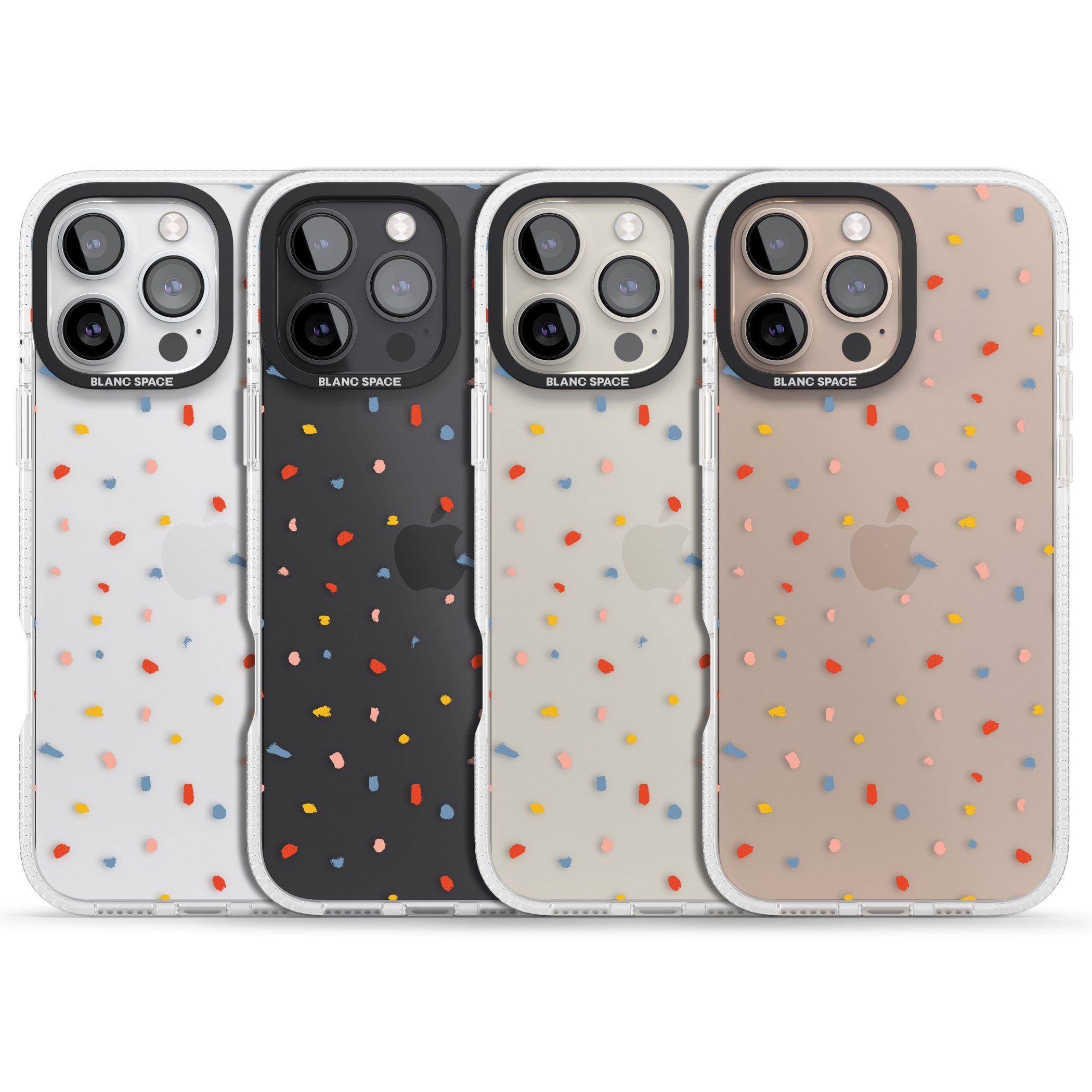 Small Confetti Print Clear iPhone 16 Pro Max / 16 Pro Clear Case Impact Air - Blanc Space