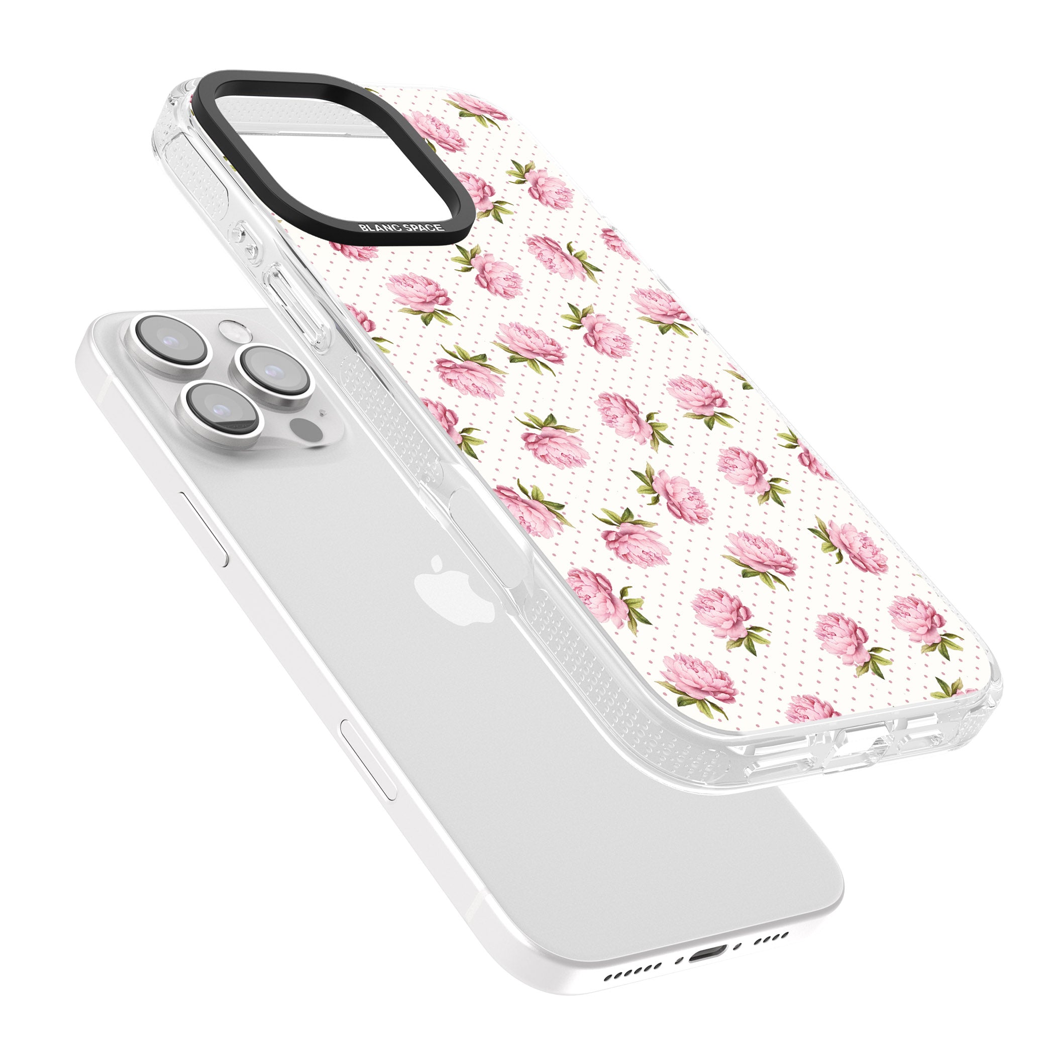 Soft Peonies iPhone 16 Pro Max / 16 Pro Clear Case Impact Air - Blanc Space