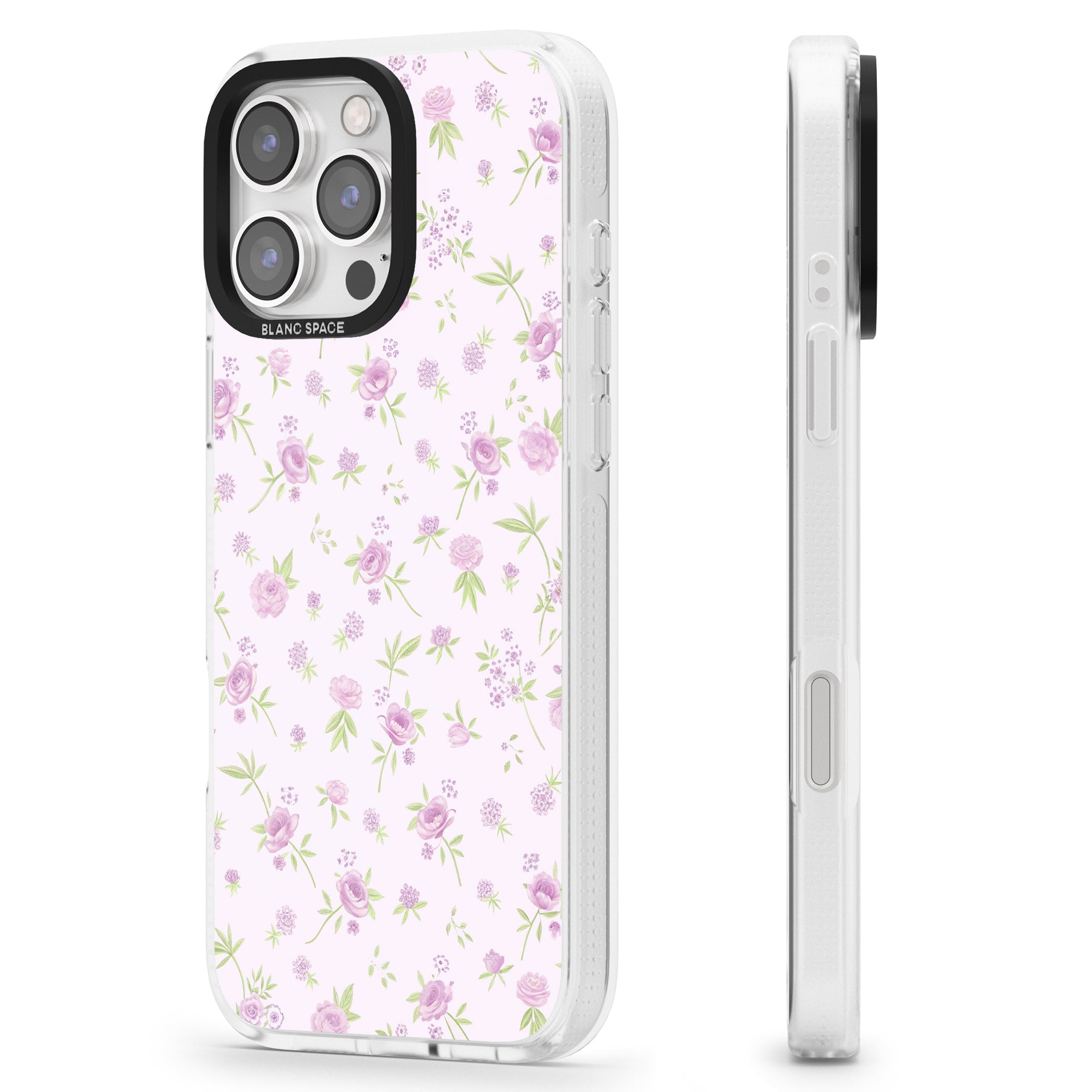 Pink Peonies iPhone 16 Pro Max / 16 Pro Clear Case Impact Air - Blanc Space