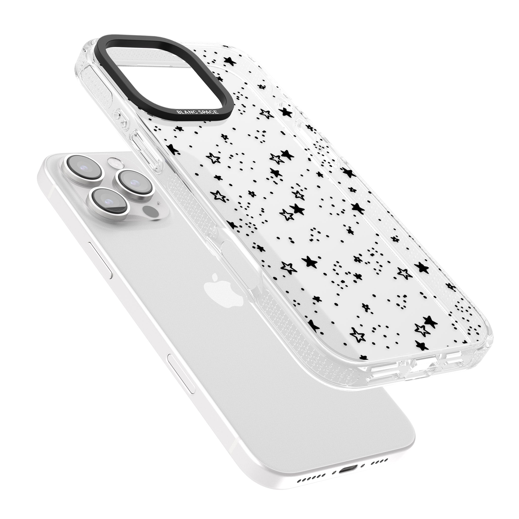Solid Stars iPhone 16 Pro Max / 16 Pro Clear Case Impact Air - Blanc Space