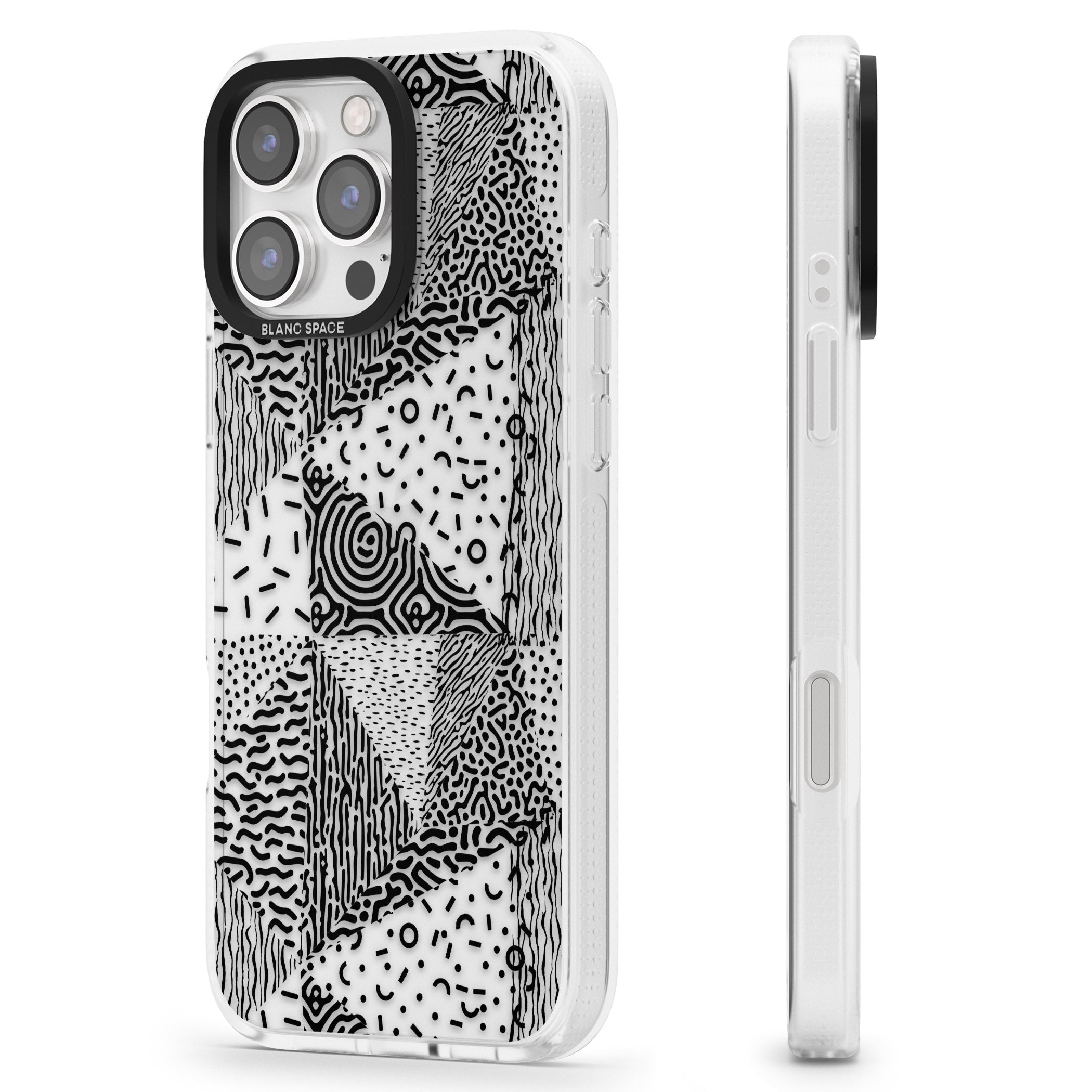 Pattern Mashup (Black) iPhone 16 Pro Max / 16 Pro Clear Case Impact Air - Blanc Space