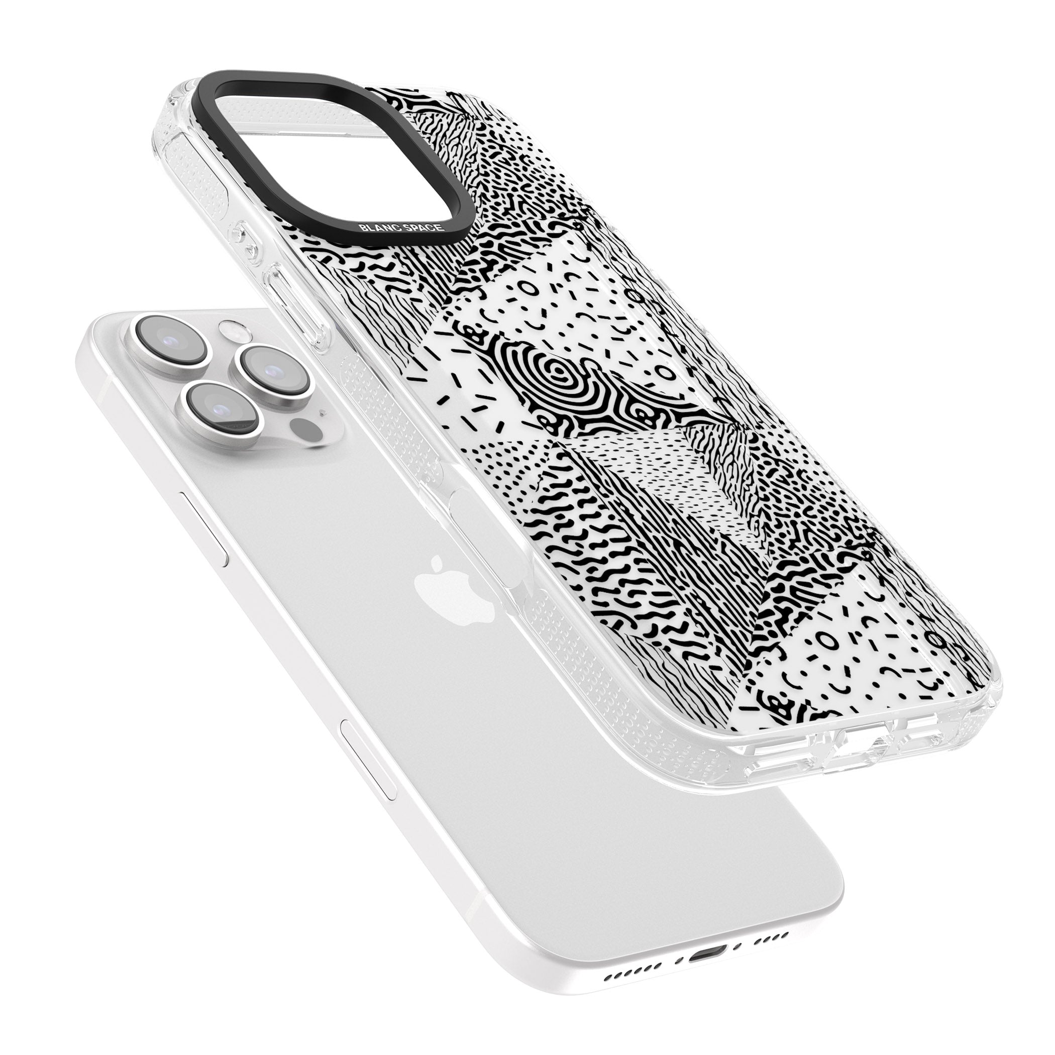 Pattern Mashup (Black) iPhone 16 Pro Max / 16 Pro Clear Case Impact Air - Blanc Space