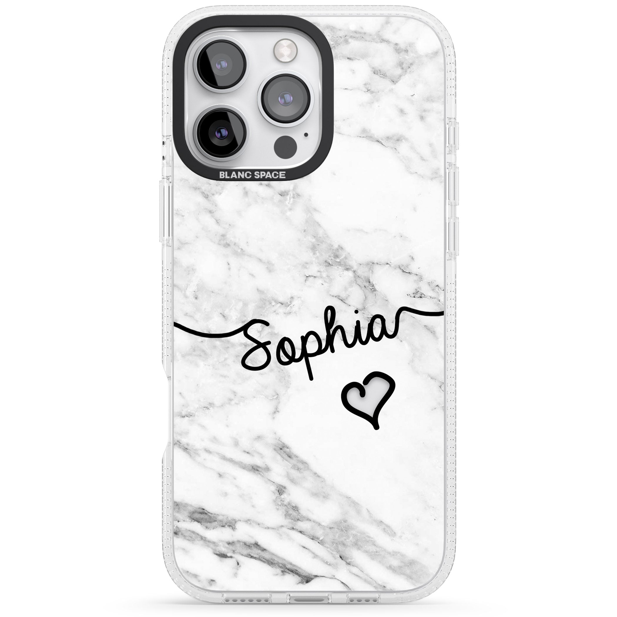 White Marble iPhone 16 Pro Max / 16 Pro Clear Case Impact Air - Blanc Space