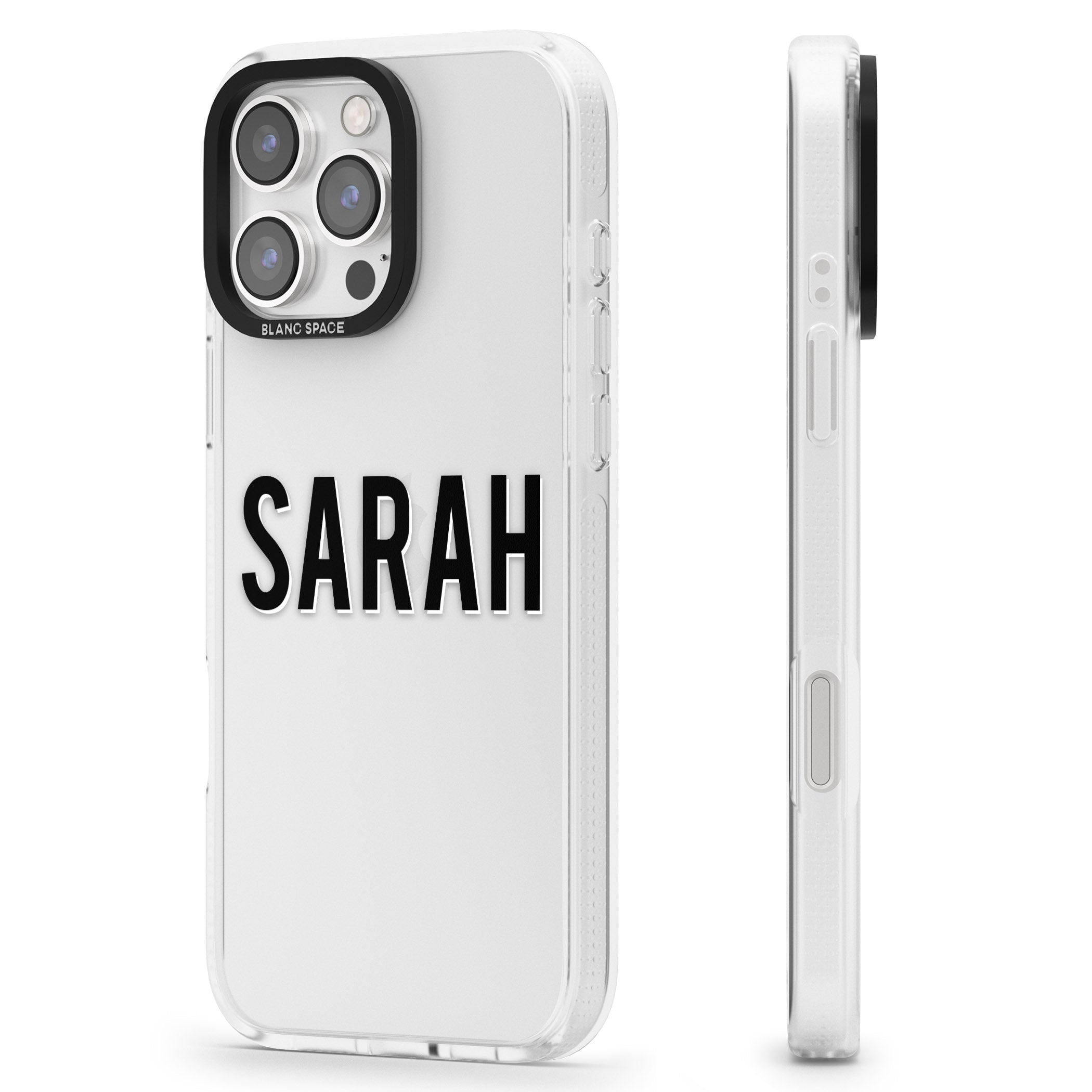 Personalised Clear Text 1A iPhone 16 Pro Max / 16 Pro Clear Case Impact Air - Blanc Space