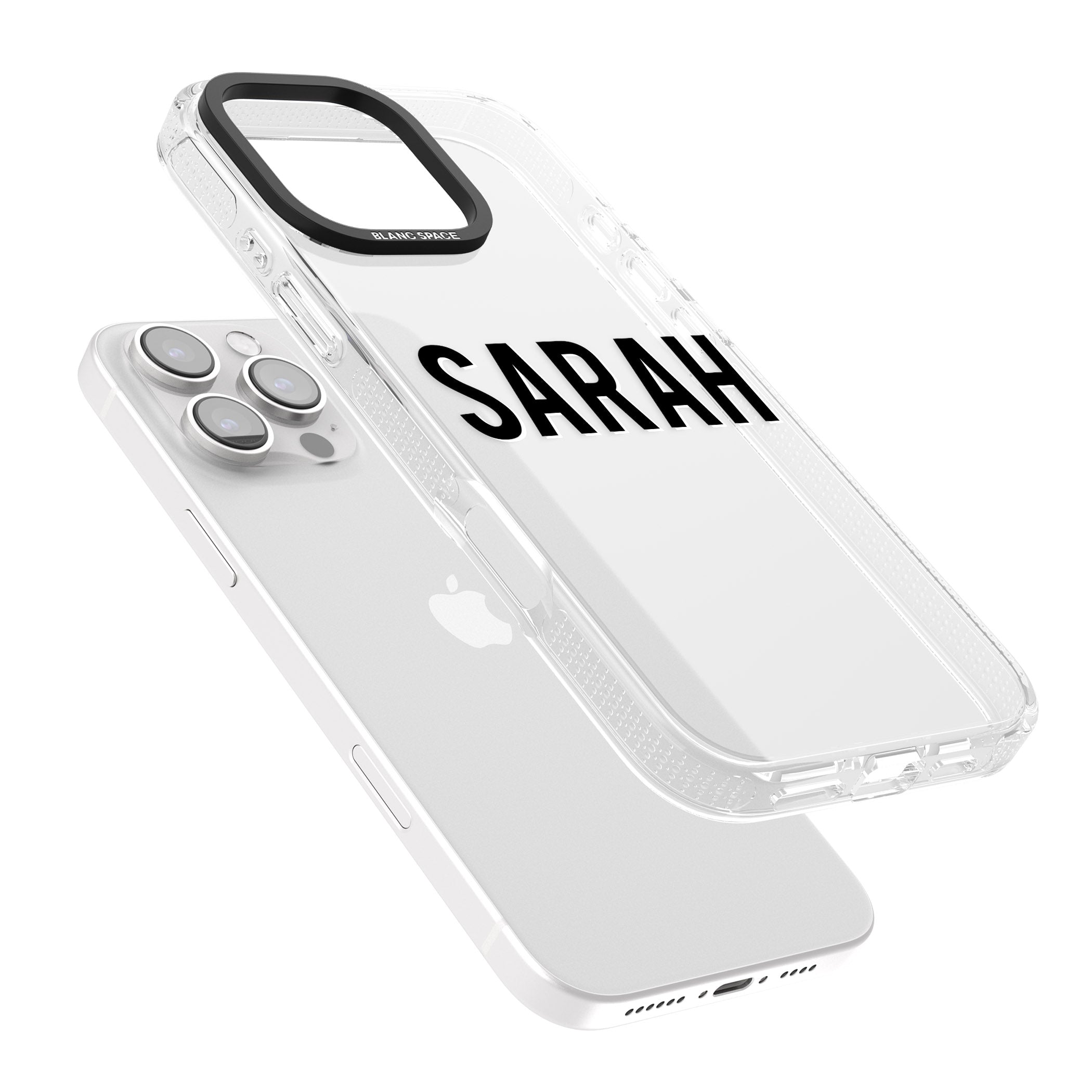 Personalised Clear Text 1A iPhone 16 Pro Max / 16 Pro Clear Case Impact Air - Blanc Space