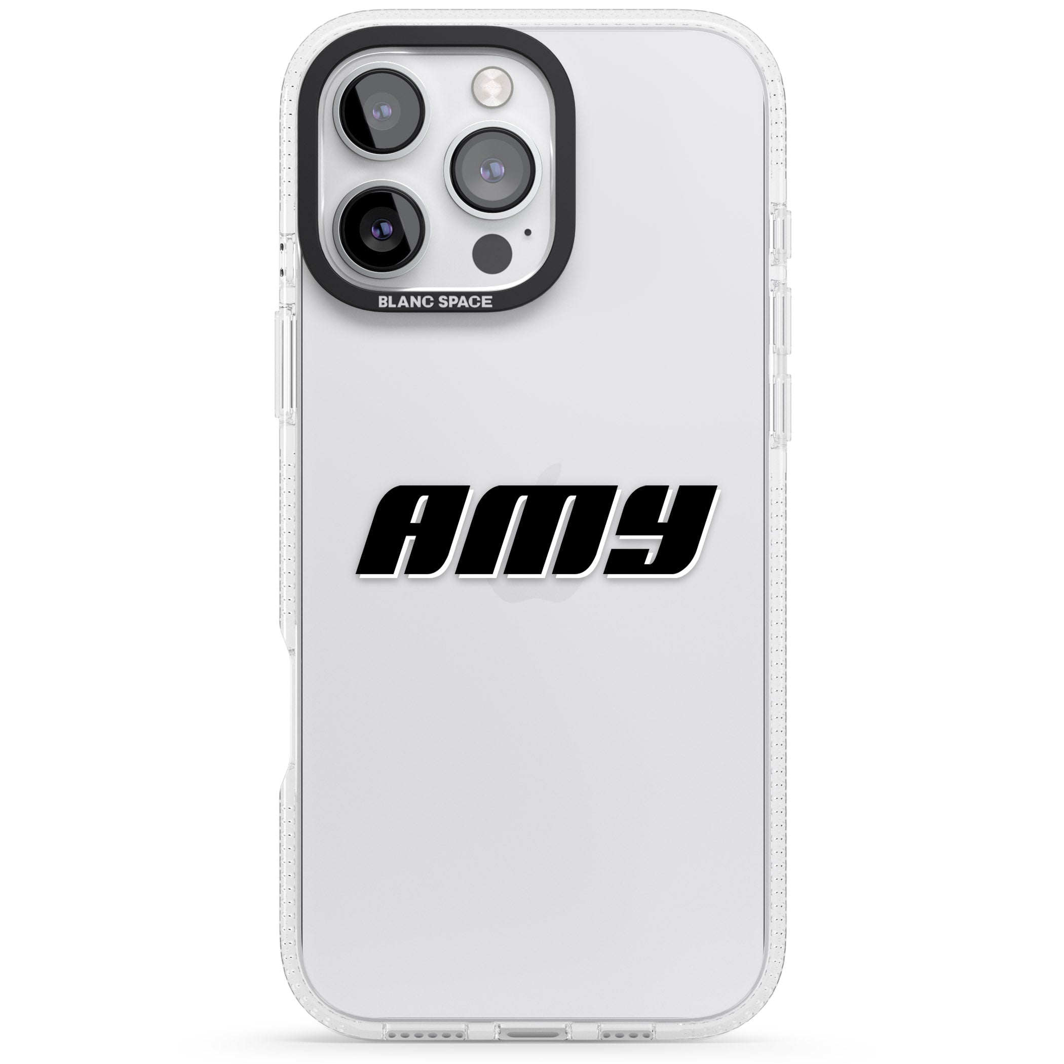 Personalised Clear Text 1C iPhone 16 Pro Max / 16 Pro Clear Case Impact Air - Blanc Space