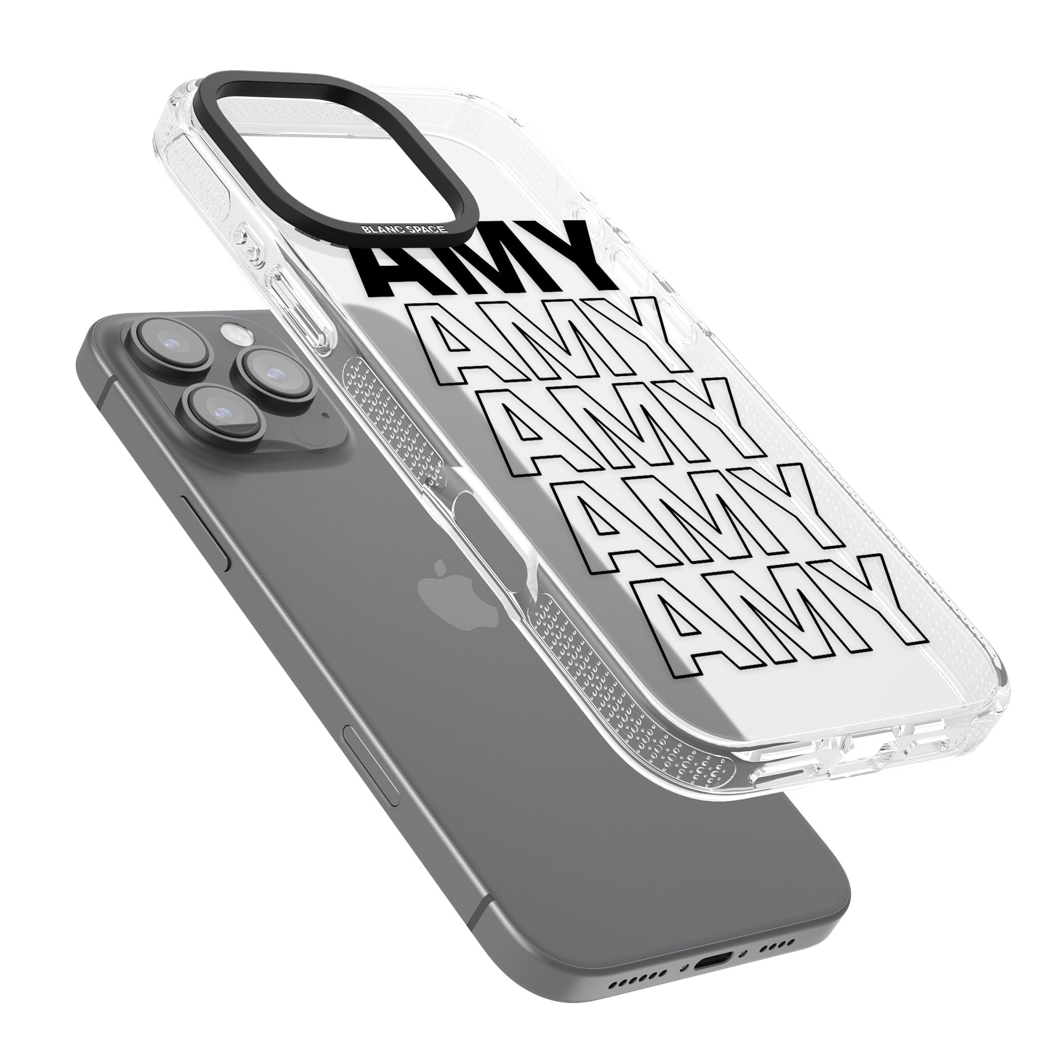 Personalised Clear Text 5A iPhone 16 Pro Max / 16 Pro Clear Case Impact Air - Blanc Space