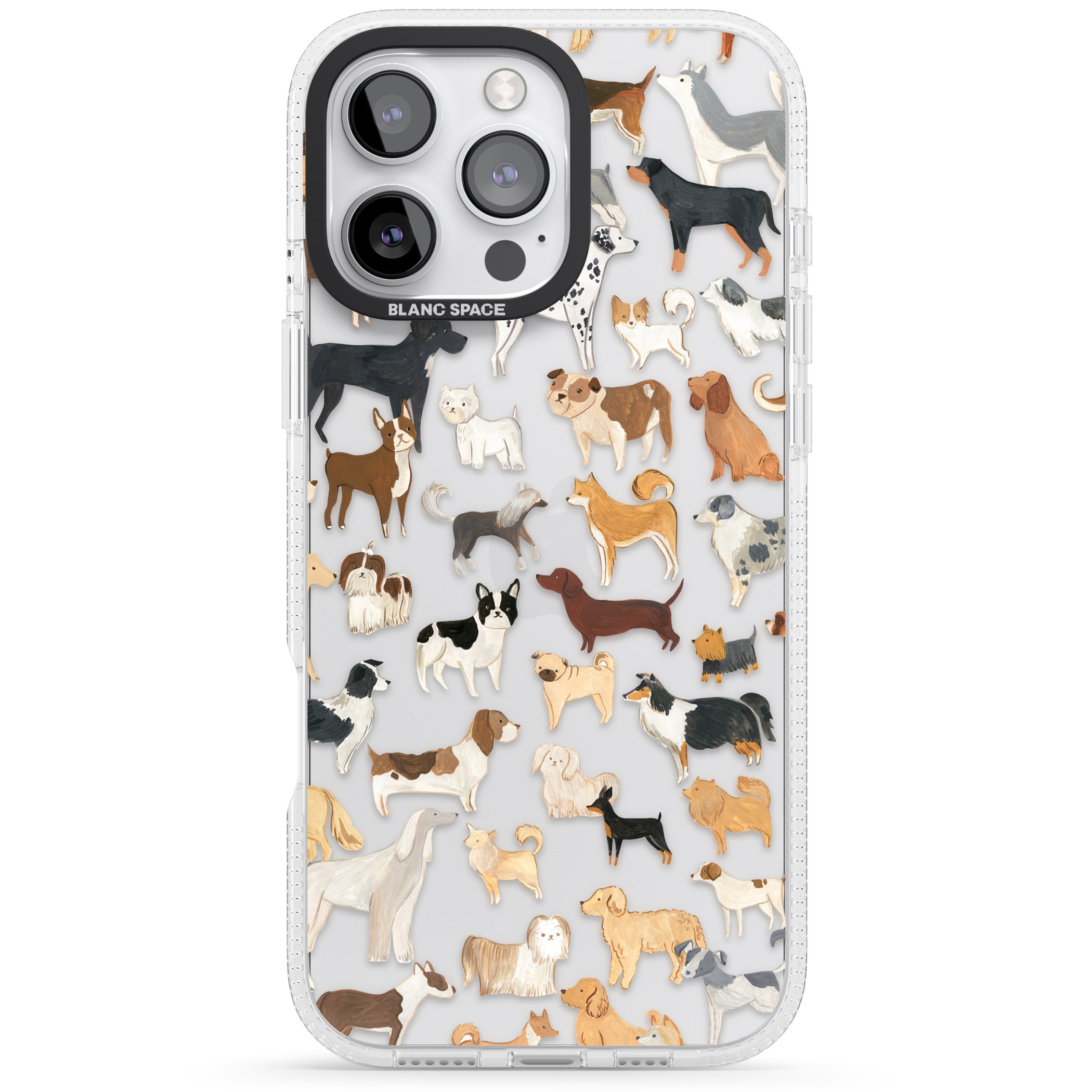 Hand Painted Dogs iPhone 16 Pro Max / 16 Pro Clear Case Impact Air - Blanc Space