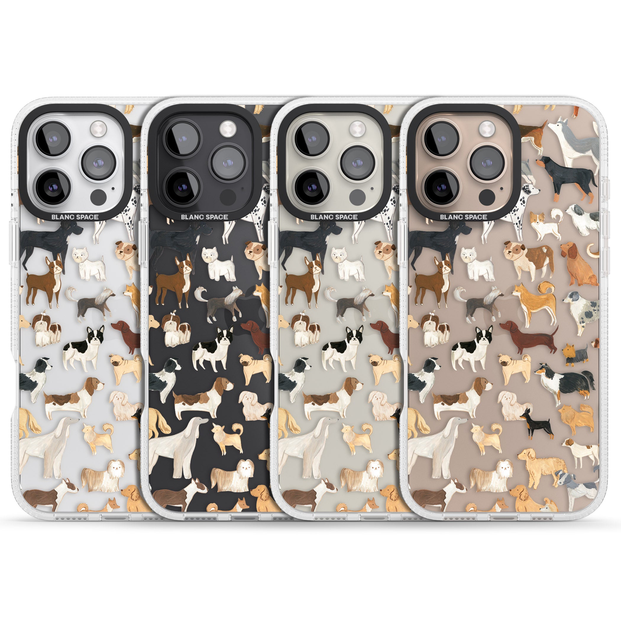Hand Painted Dogs iPhone 16 Pro Max / 16 Pro Clear Case Impact Air - Blanc Space