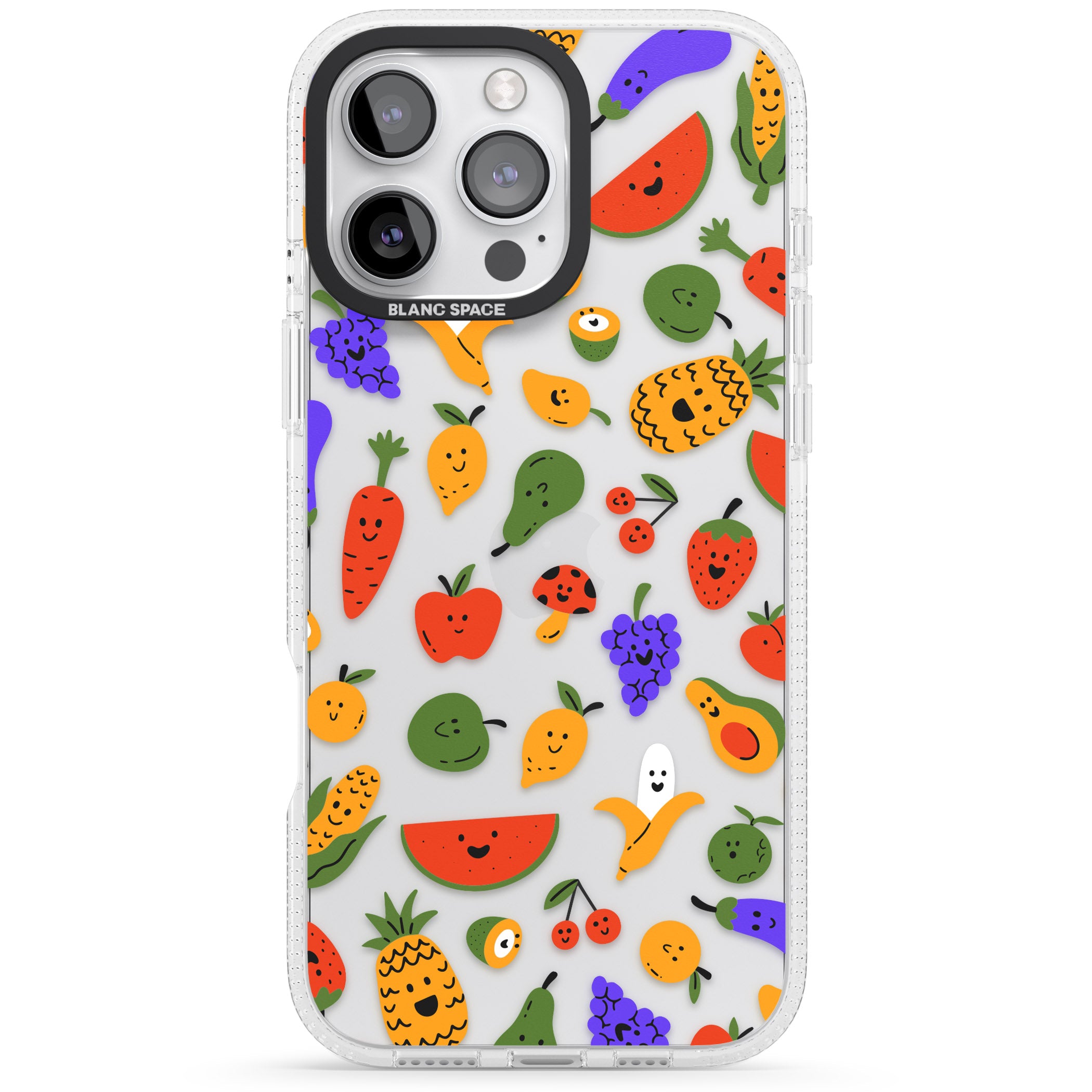 Mixed Kawaii Food Icons - Clear iPhone 16 Pro Max / 16 Pro Clear Case Impact Air - Blanc Space