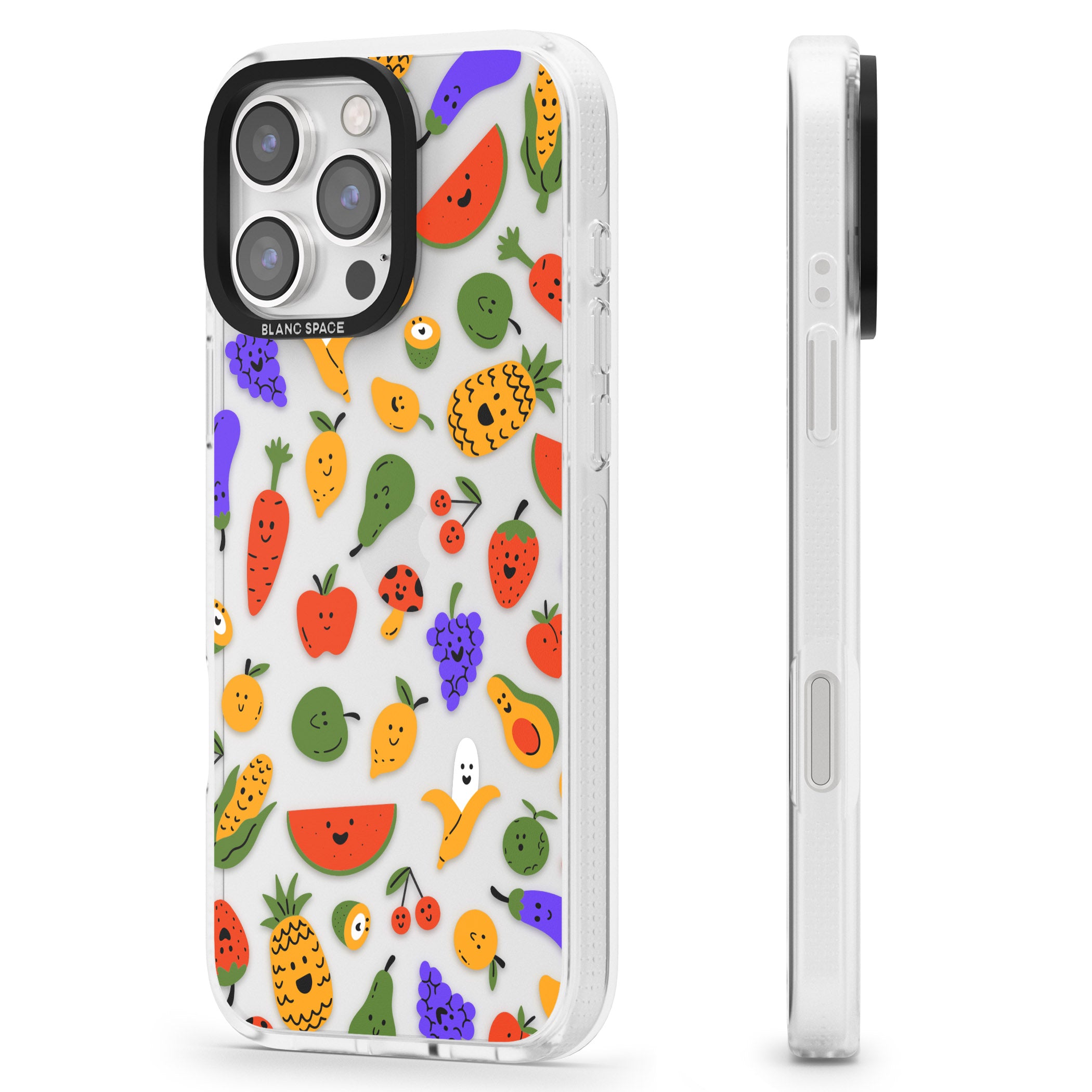 Mixed Kawaii Food Icons - Clear iPhone 16 Pro Max / 16 Pro Clear Case Impact Air - Blanc Space