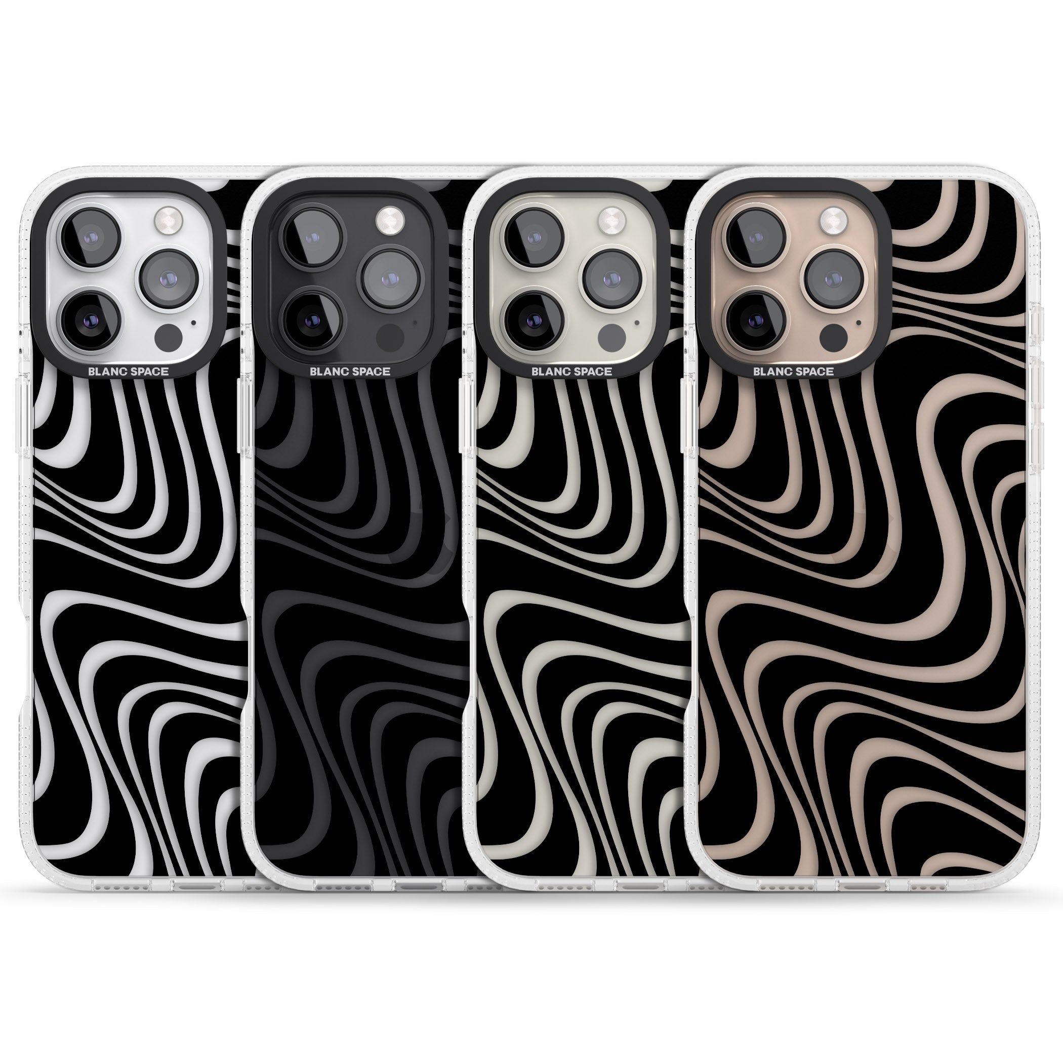 Abstract Waves iPhone 16 Pro Max / 16 Pro Clear Case Impact Air - Blanc Space