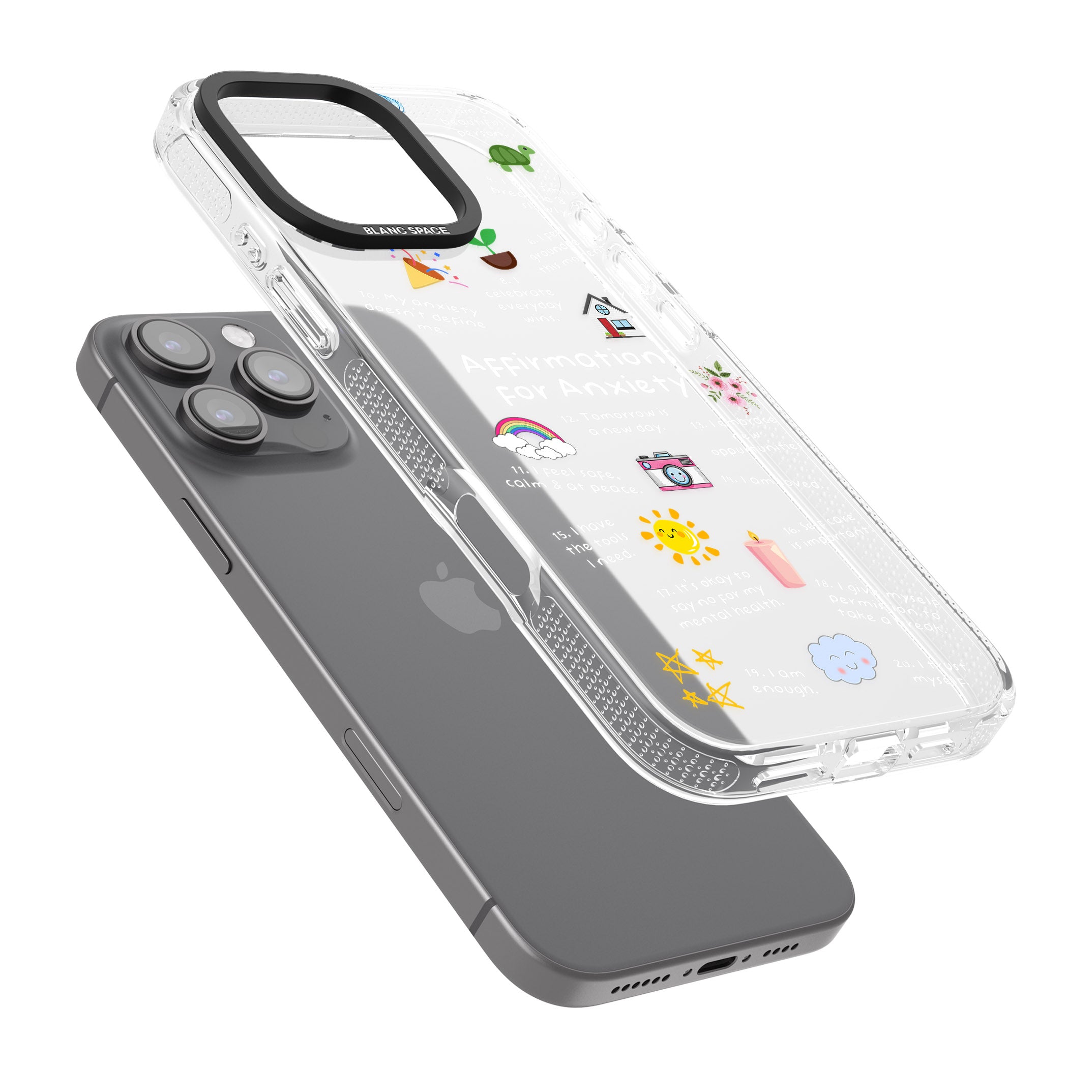 Anxiety White Text iPhone 16 Pro Max / 16 Pro Clear Case Impact Air - Blanc Space