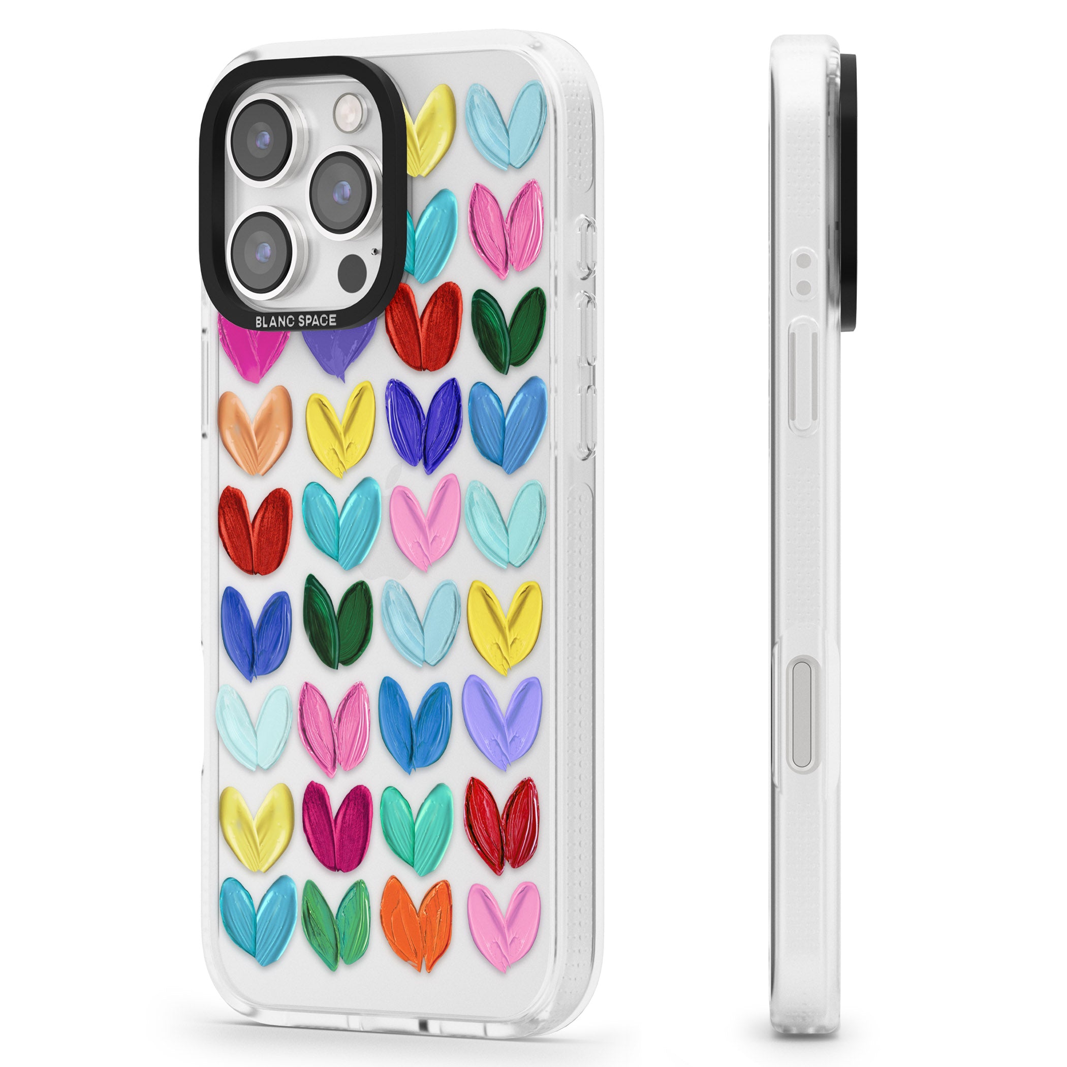 Oil Painted Hearts iPhone 16 Pro Max / 16 Pro Clear Case Impact Air - Blanc Space