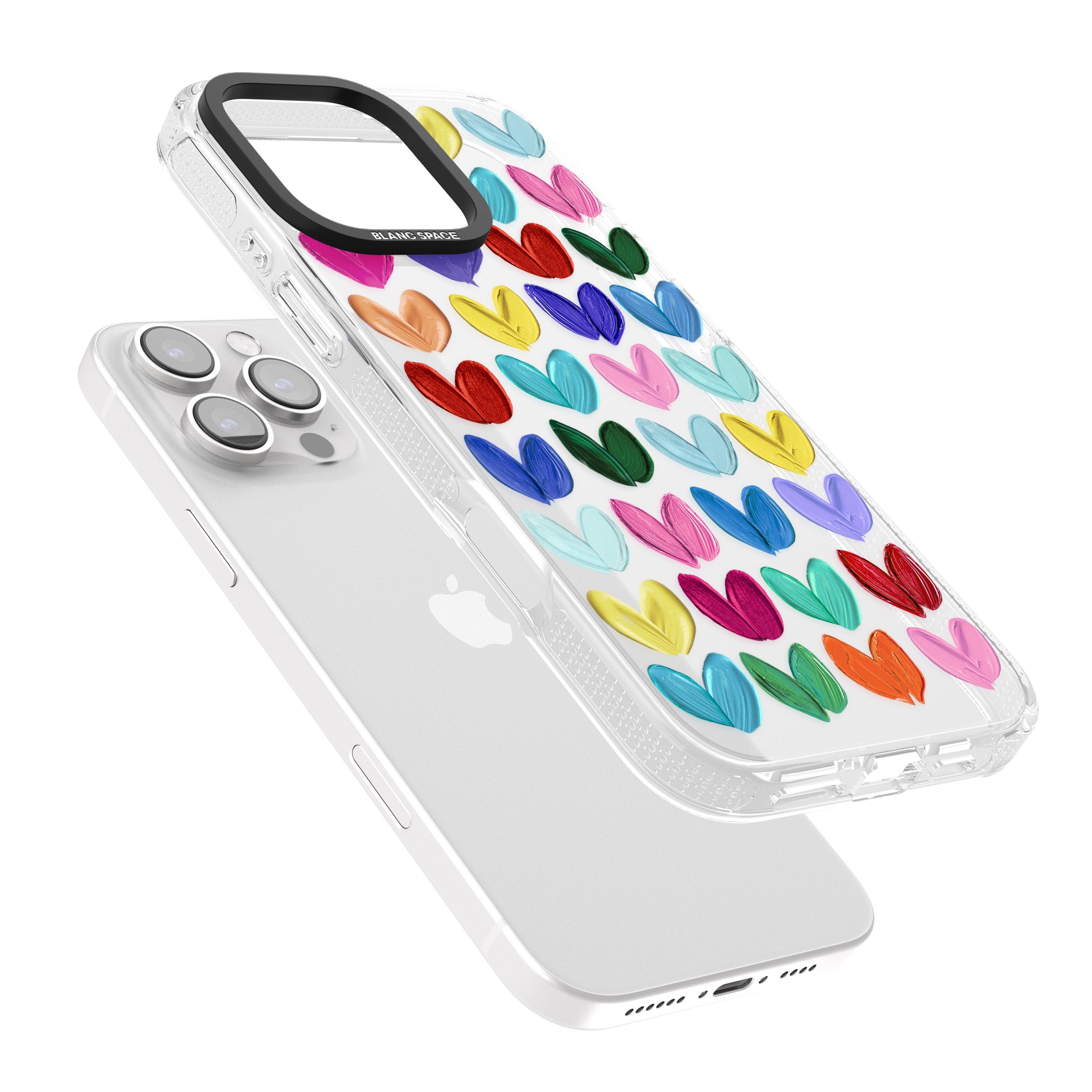 Oil Painted Hearts iPhone 16 Pro Max / 16 Pro Clear Case Impact Air - Blanc Space