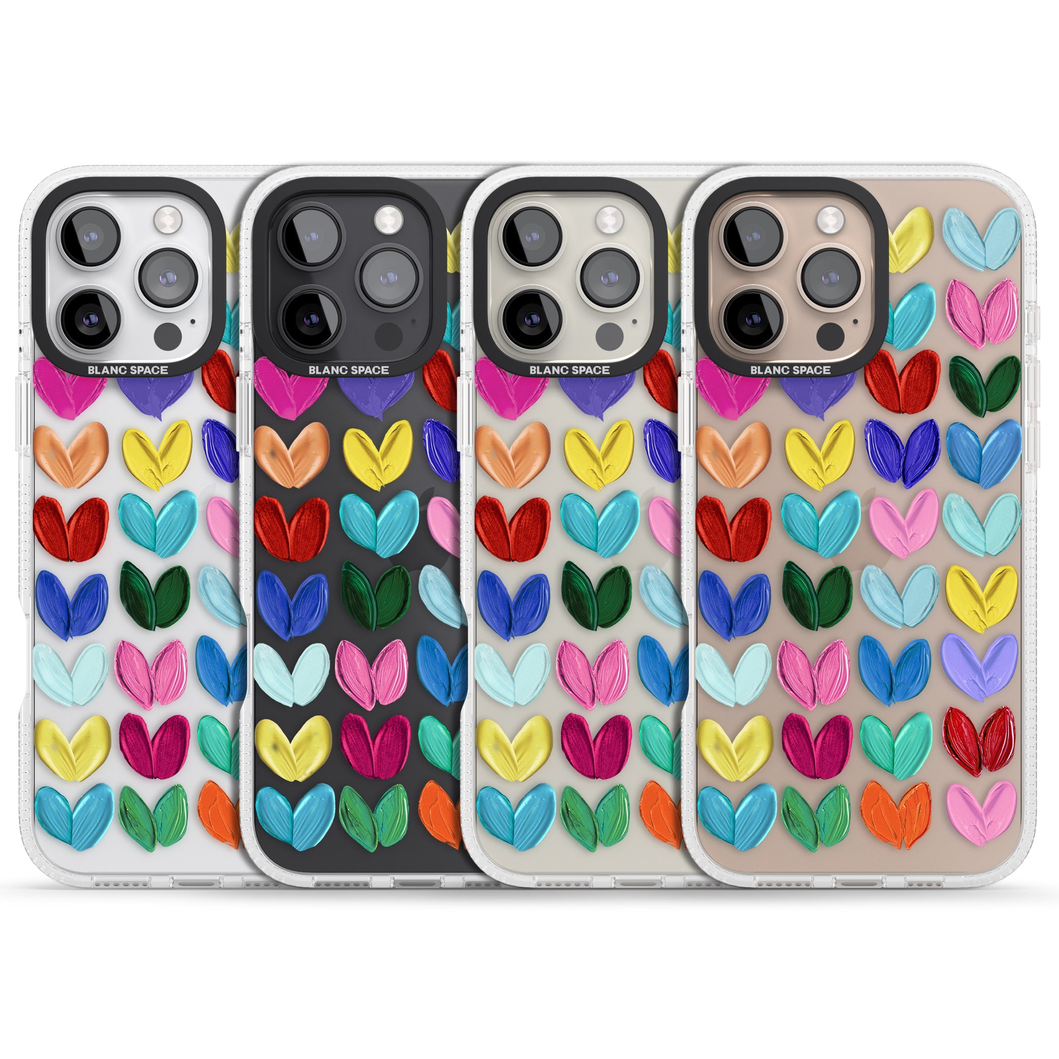 Oil Painted Hearts iPhone 16 Pro Max / 16 Pro Clear Case Impact Air - Blanc Space