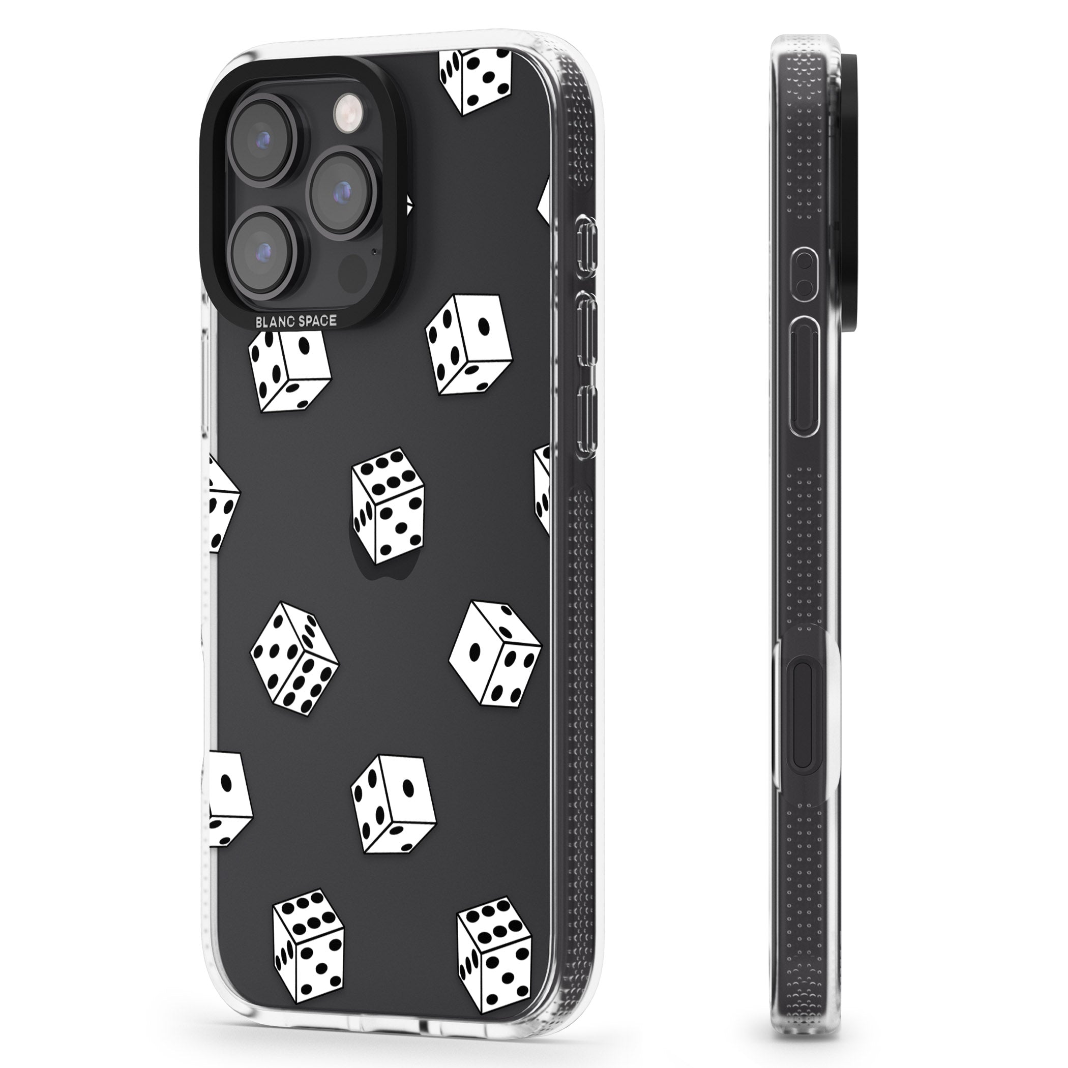Clear Dice Pattern iPhone 16 Pro Max / 16 Pro Clear Case Impact Air - Blanc Space