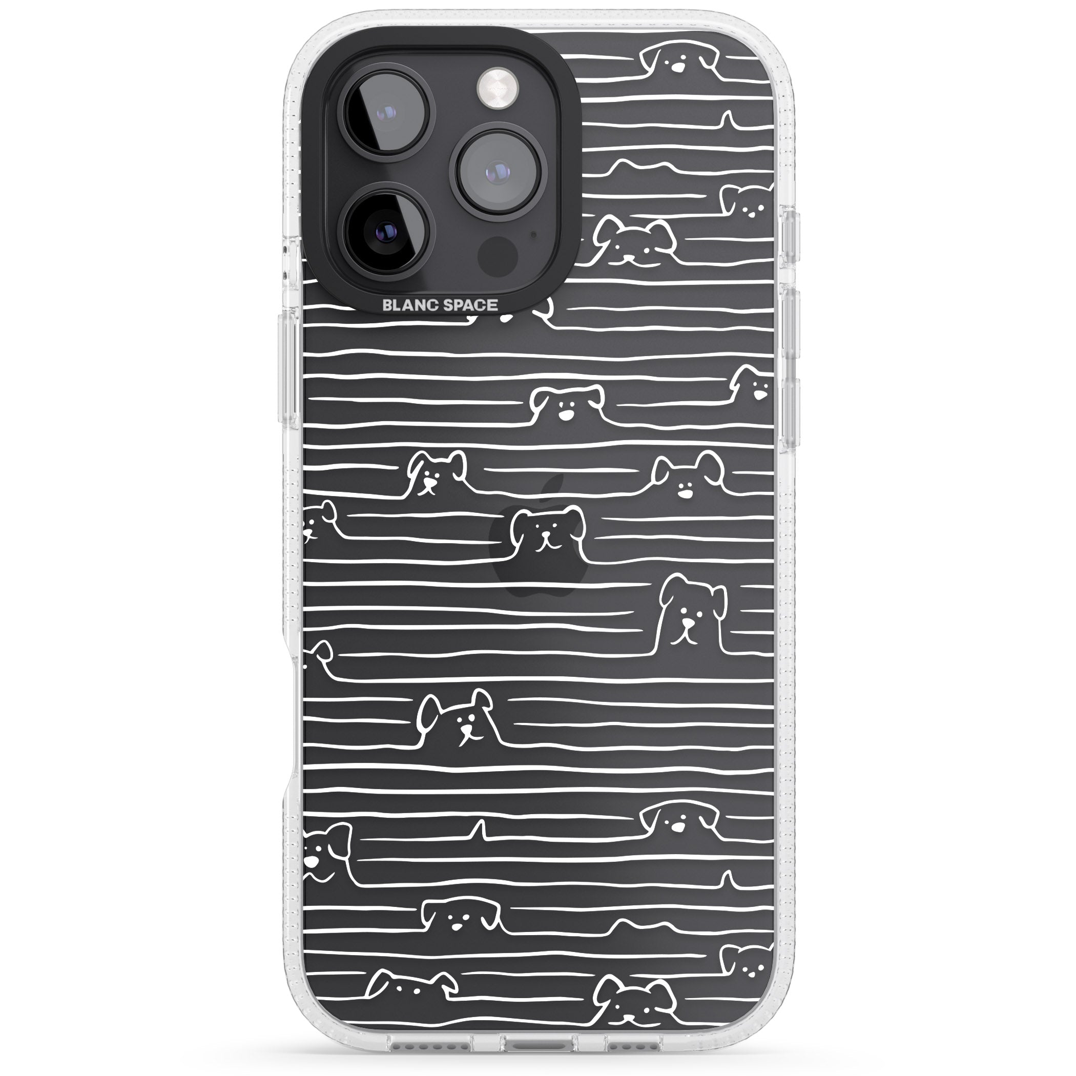 Dog Line Art - White iPhone 16 Pro Max / 16 Pro Clear Case Impact Air - Blanc Space