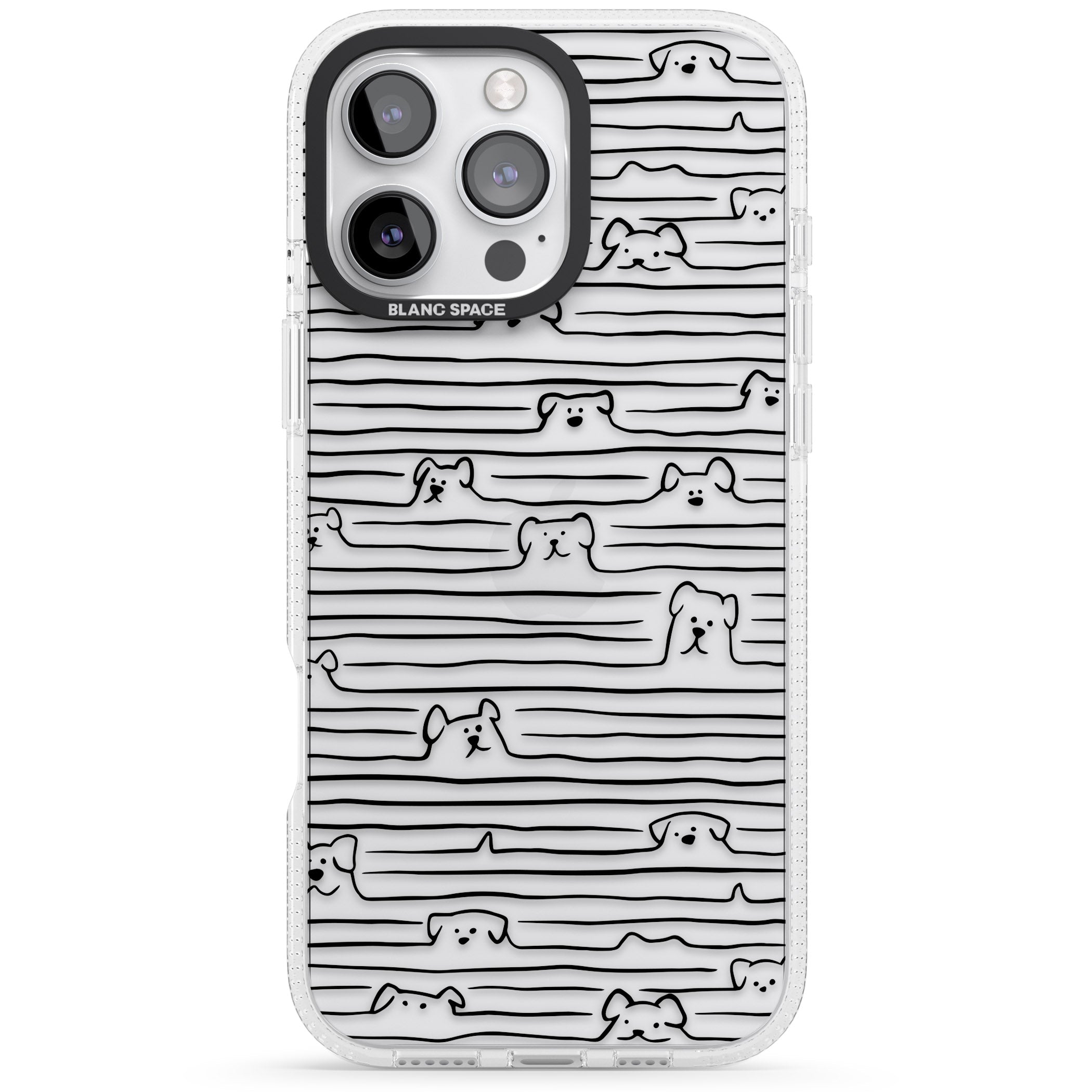 Dog Line Art - Black iPhone 16 Pro Max / 16 Pro Clear Case Impact Air - Blanc Space