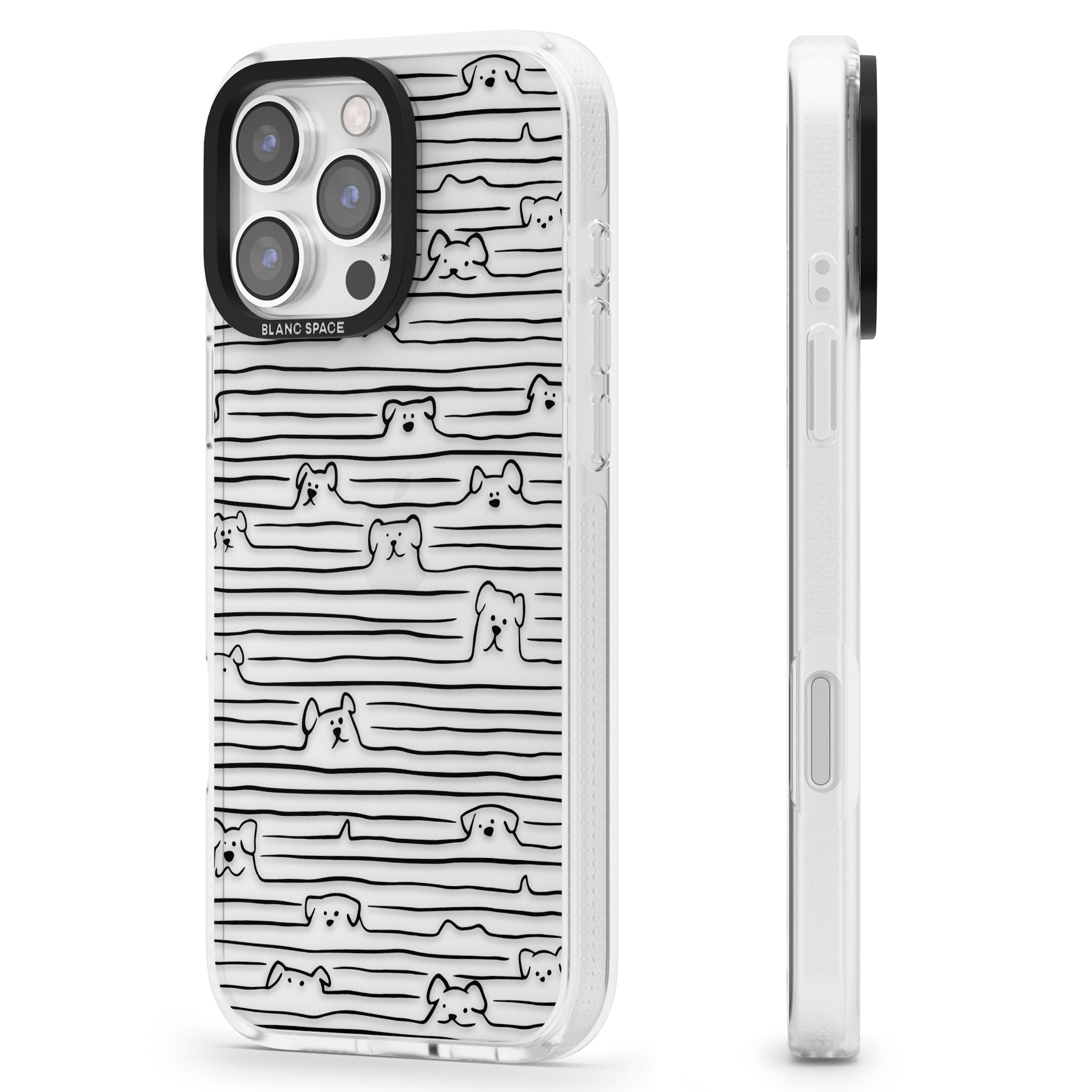 Dog Line Art - Black iPhone 16 Pro Max / 16 Pro Clear Case Impact Air - Blanc Space