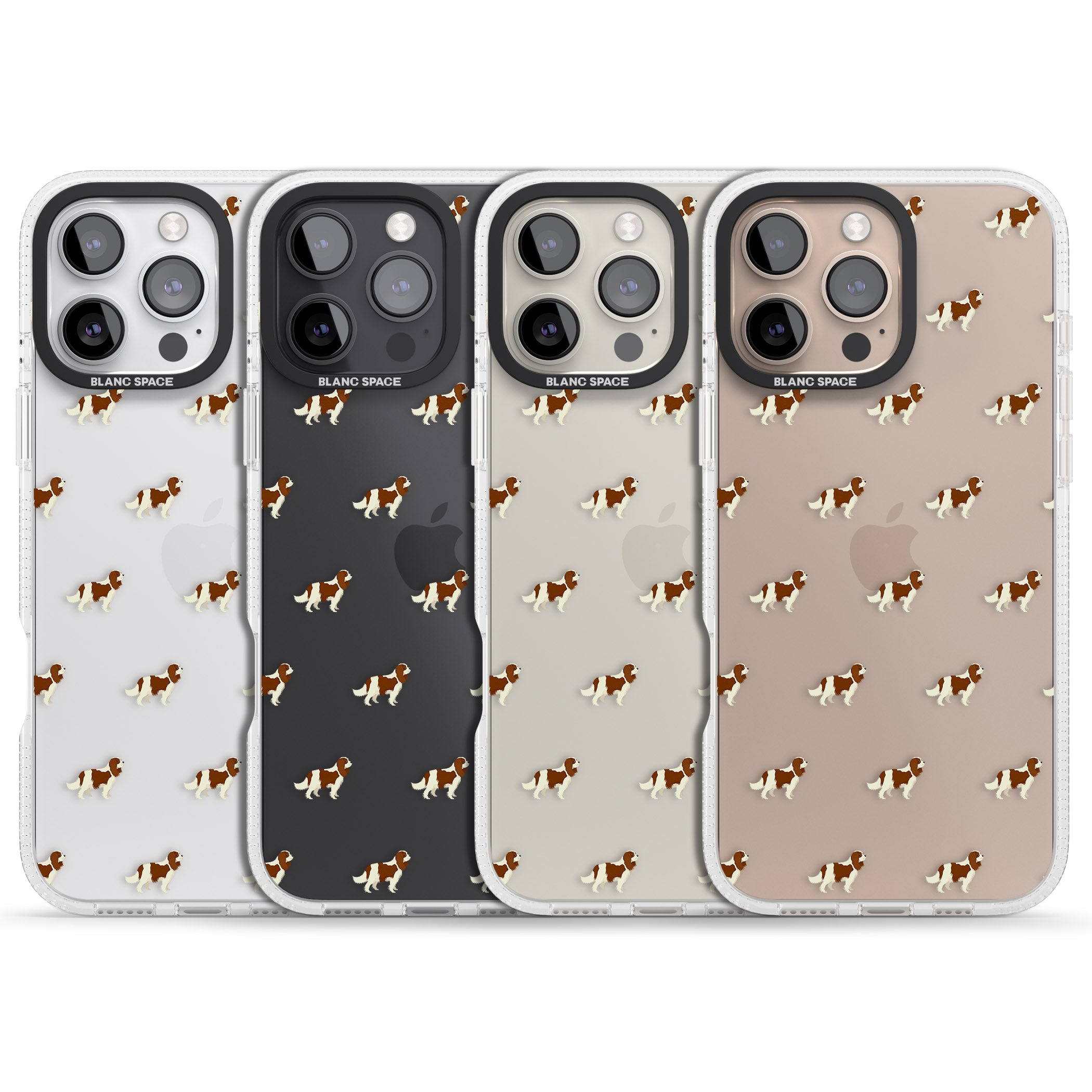 Cavalier King Charles Spaniel Pattern Clear iPhone 16 Pro Max / 16 Pro Clear Case Impact Air - Blanc Space