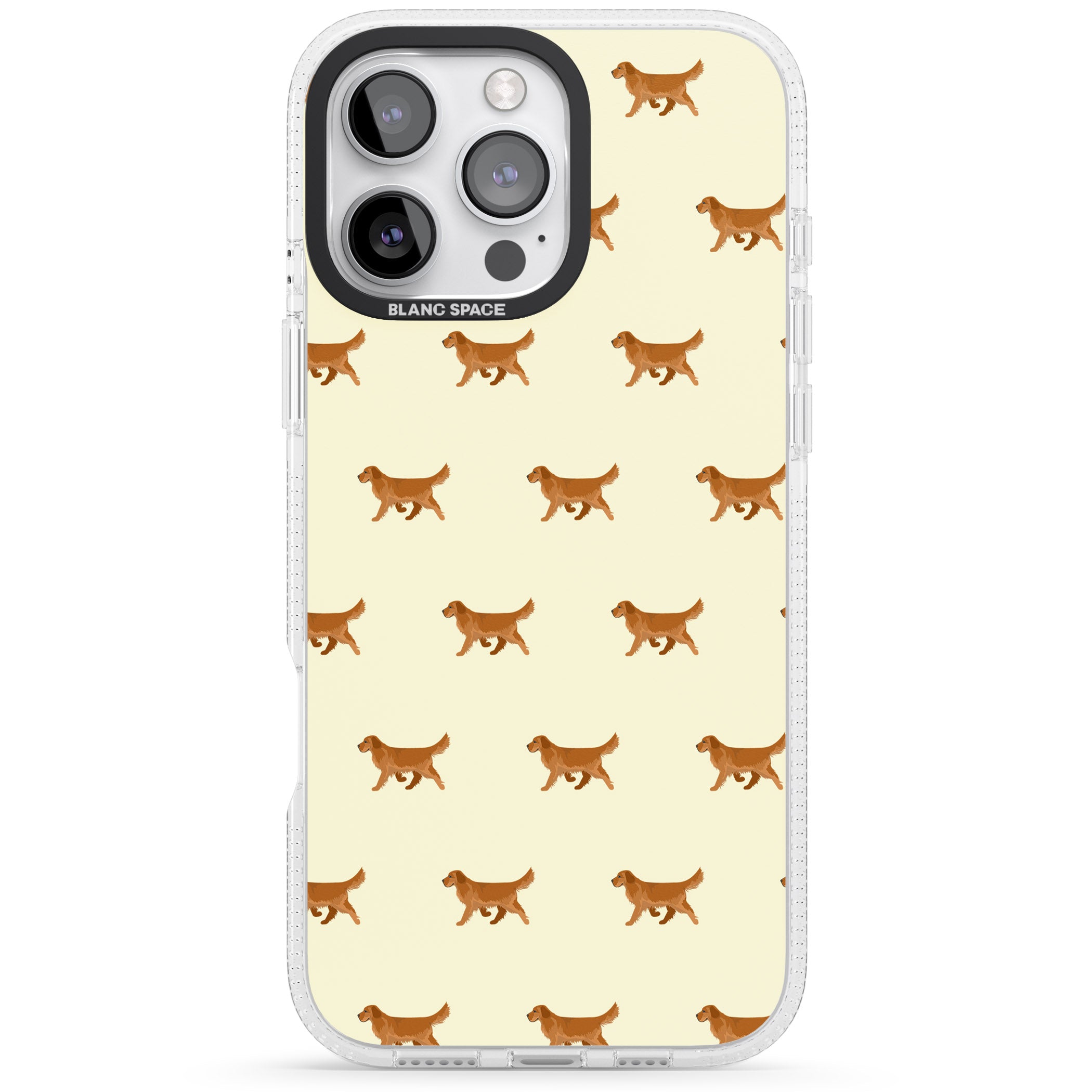 Golden Retriever Dog Pattern iPhone 16 Pro Max / 16 Pro Clear Case Impact Air - Blanc Space