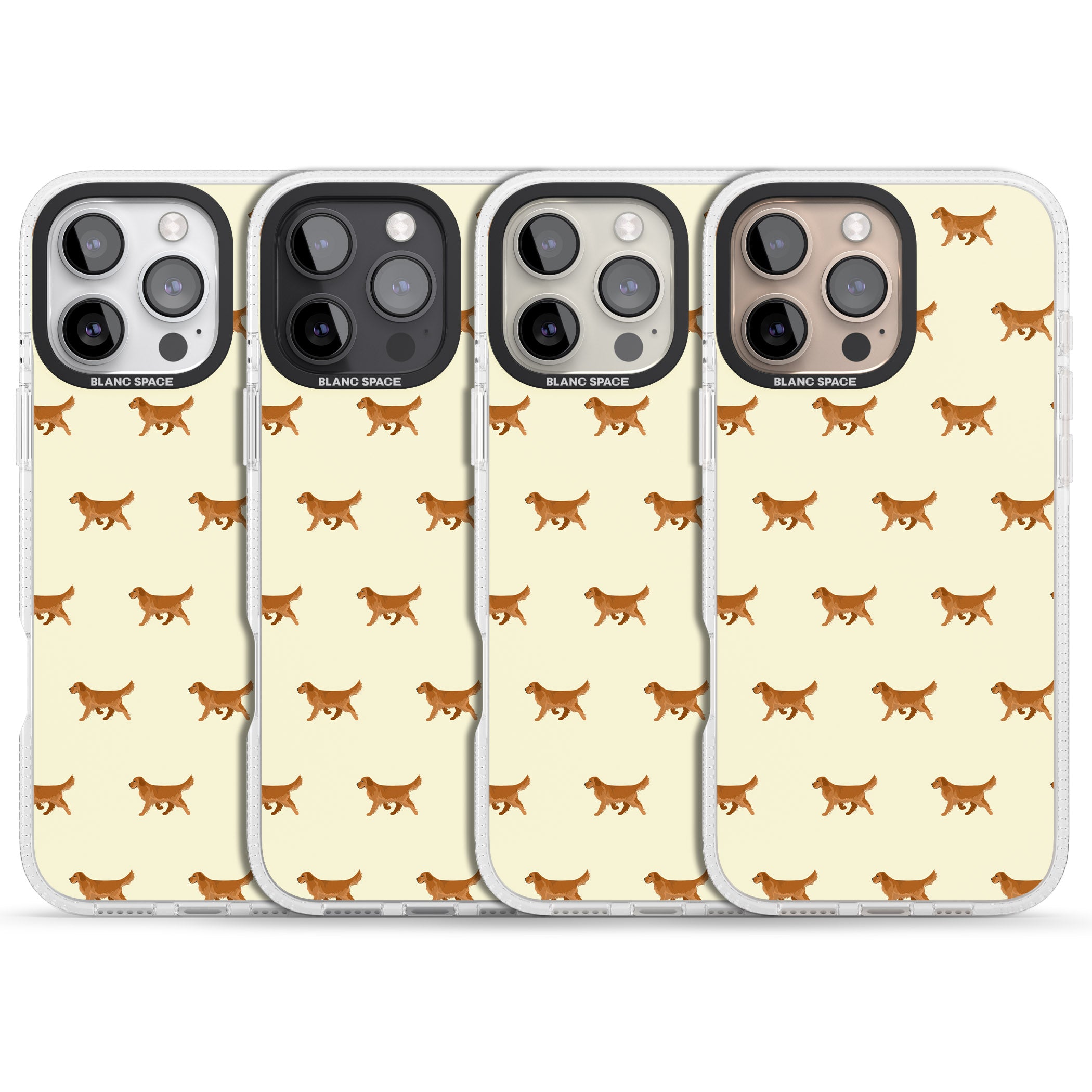 Golden Retriever Dog Pattern iPhone 16 Pro Max / 16 Pro Clear Case Impact Air - Blanc Space