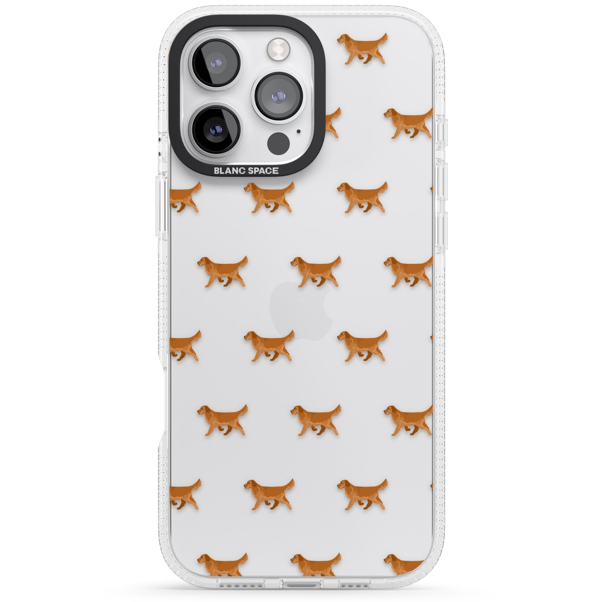 Golden Retriever Dog Pattern Clear iPhone 16 Pro Max / 16 Pro Clear Case Impact Air - Blanc Space