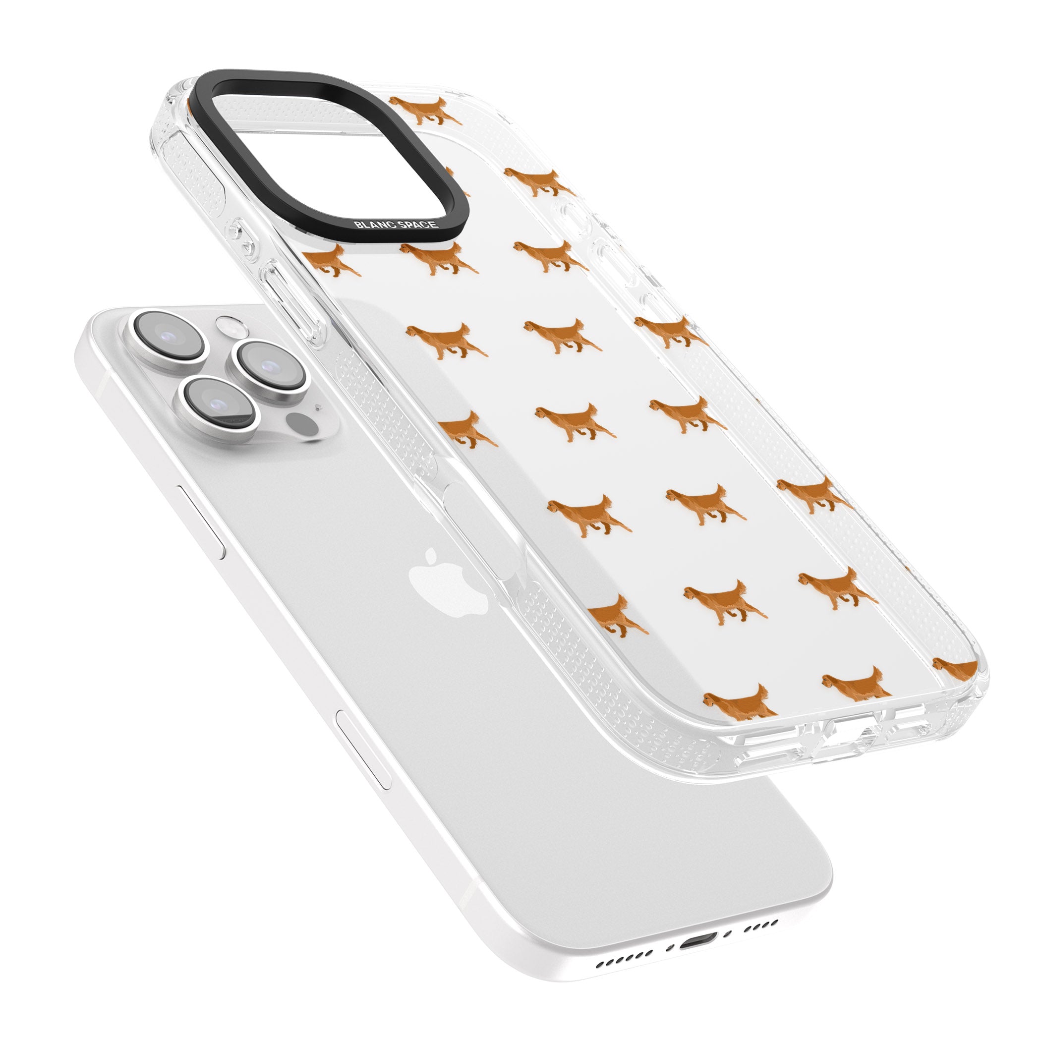 Golden Retriever Dog Pattern Clear iPhone 16 Pro Max / 16 Pro Clear Case Impact Air - Blanc Space