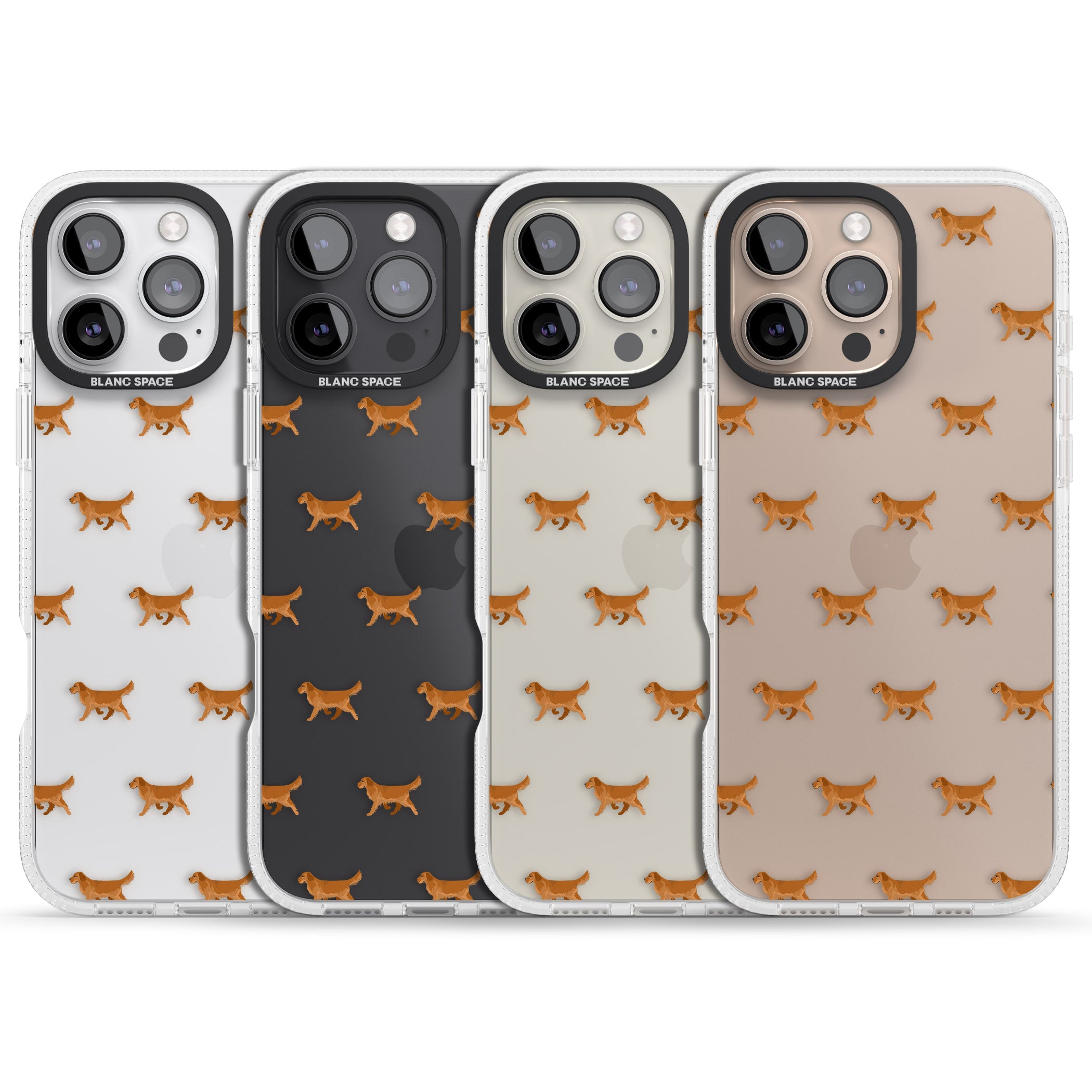 Golden Retriever Dog Pattern Clear iPhone 16 Pro Max / 16 Pro Clear Case Impact Air - Blanc Space