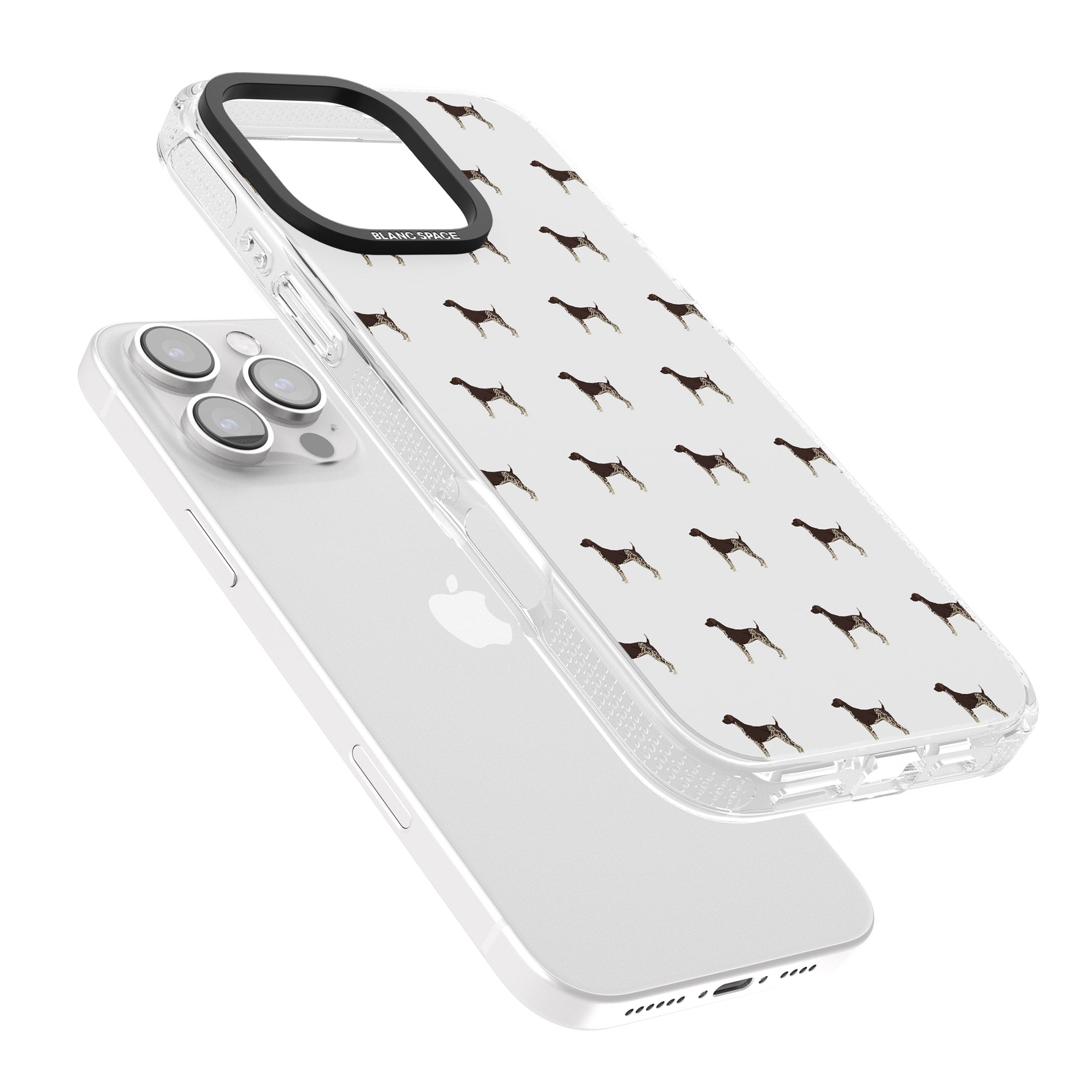 German Shorthaired Pointer Dog Pattern iPhone 16 Pro Max / 16 Pro Clear Case Impact Air - Blanc Space