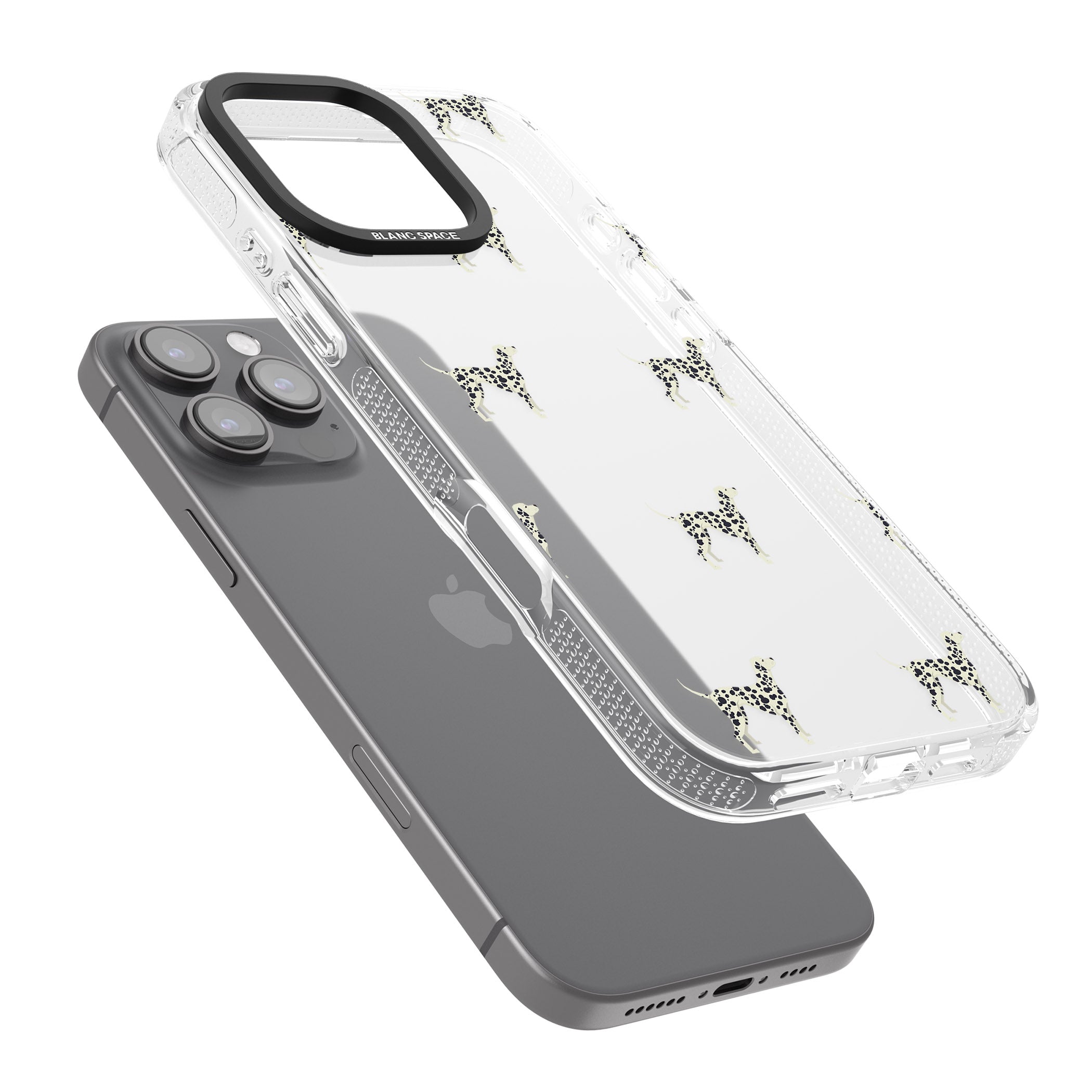 Dalmation Dog Pattern Clear iPhone 16 Pro Max / 16 Pro Clear Case Impact Air - Blanc Space