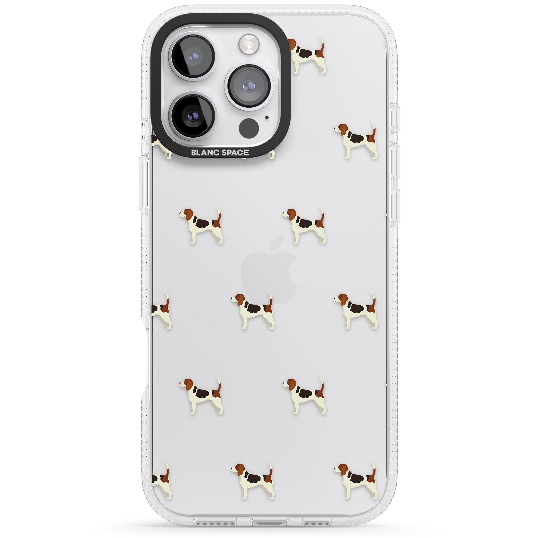 Beagle Dog Pattern Clear iPhone 16 Pro Max / 16 Pro Clear Case Impact Air - Blanc Space