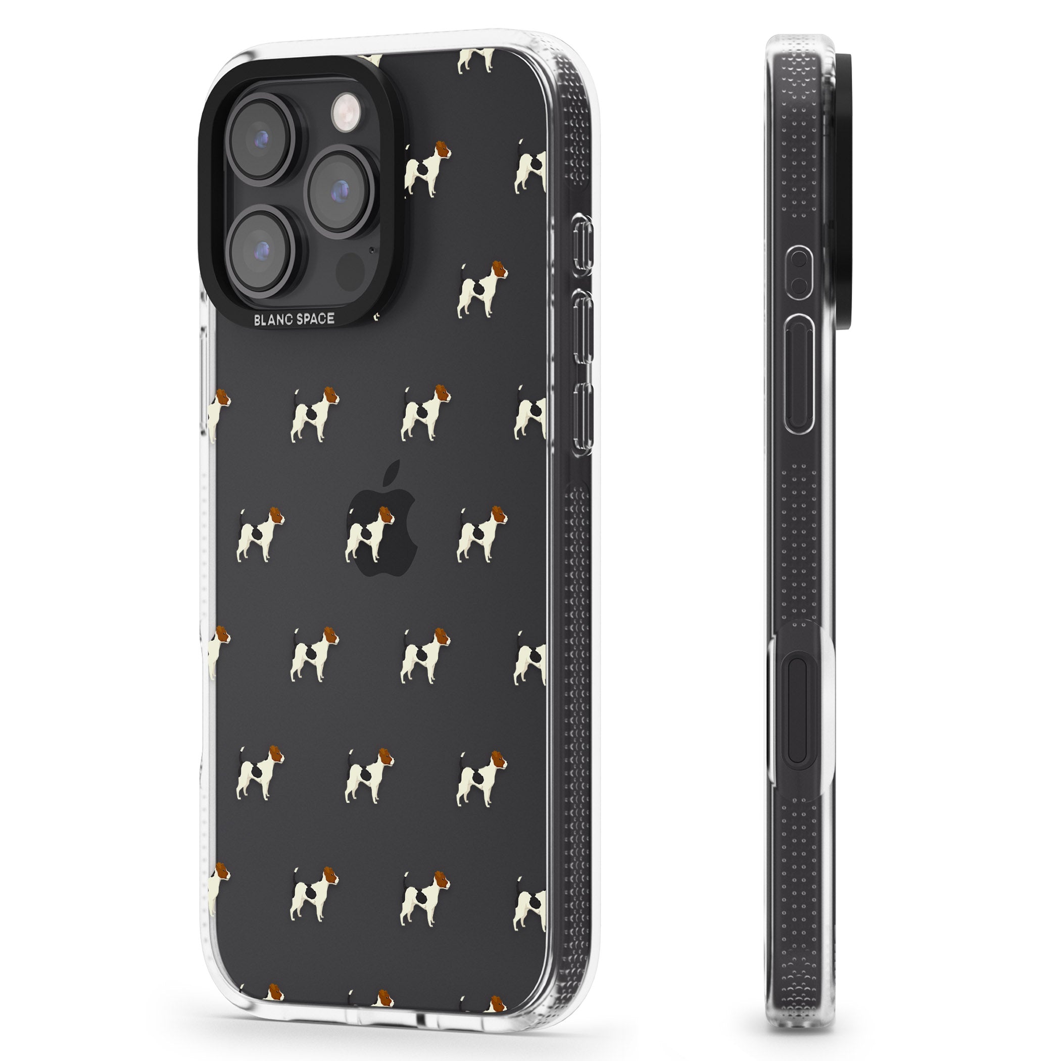 Jack Russell Terrier Dog Pattern Clear iPhone 16 Pro Max / 16 Pro Clear Case Impact Air - Blanc Space