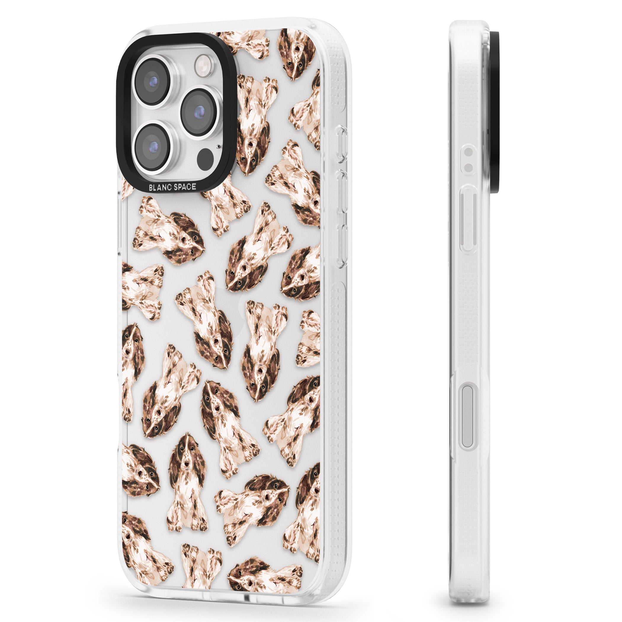Cocker Spaniel (Brown) Watercolour Dog Pattern iPhone 16 Pro Max / 16 Pro Clear Case Impact Air - Blanc Space