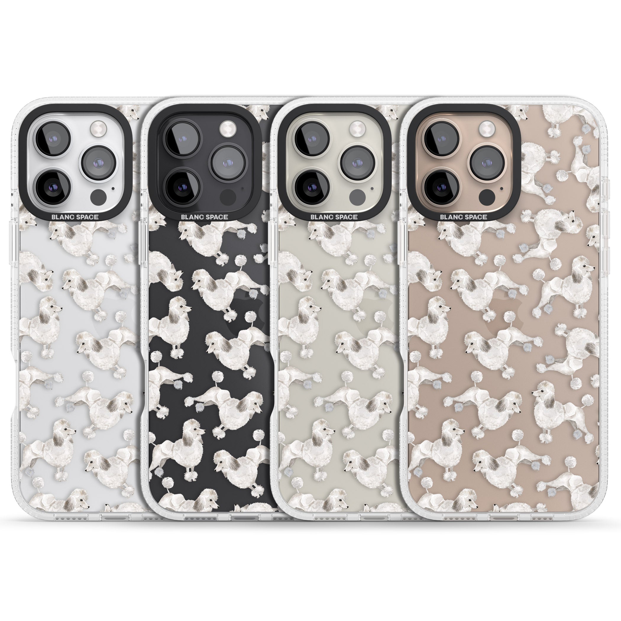 Poodle (White) Watercolour Dog Pattern iPhone 16 Pro Max / 16 Pro Clear Case Impact Air - Blanc Space