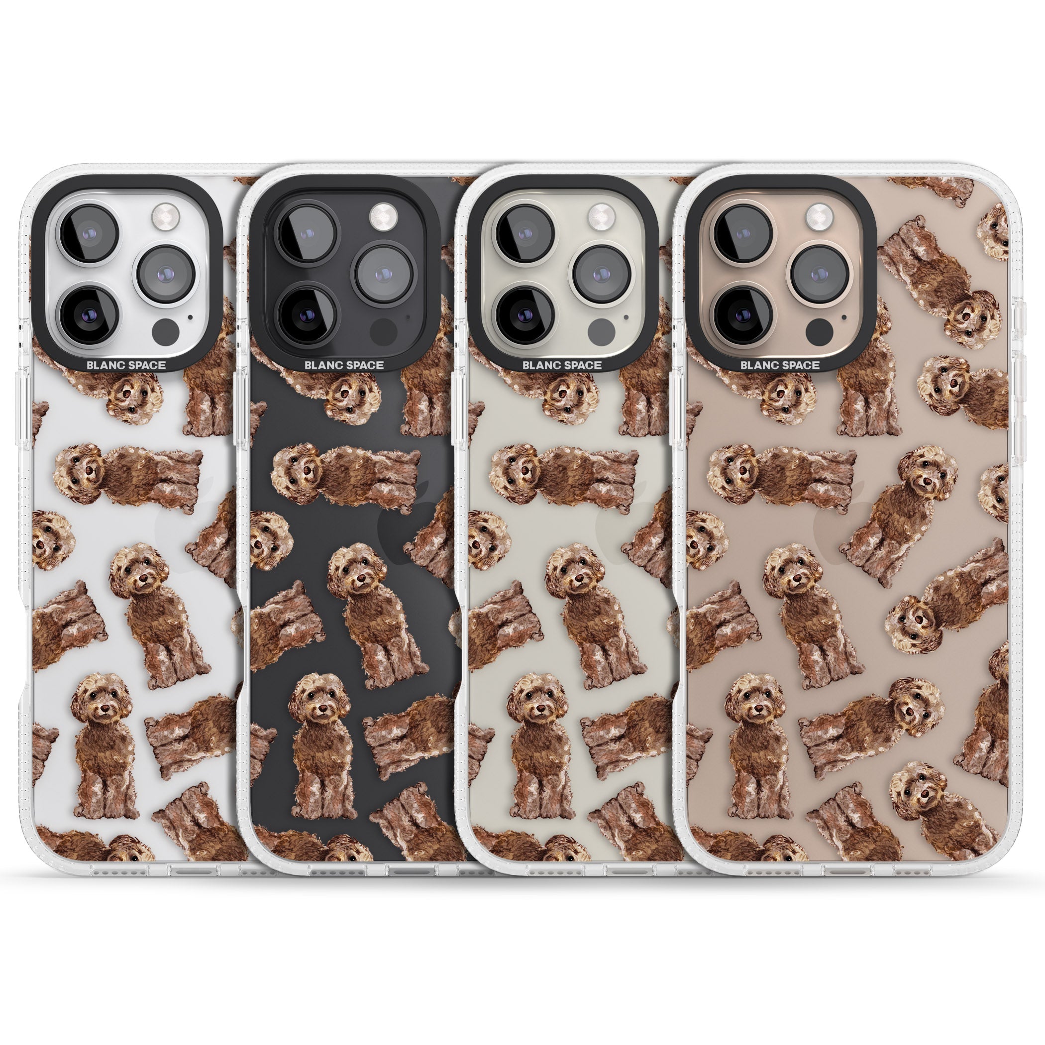Cockapoo (Brown) Watercolour Dog Pattern iPhone 16 Pro Max / 16 Pro Clear Case Impact Air - Blanc Space