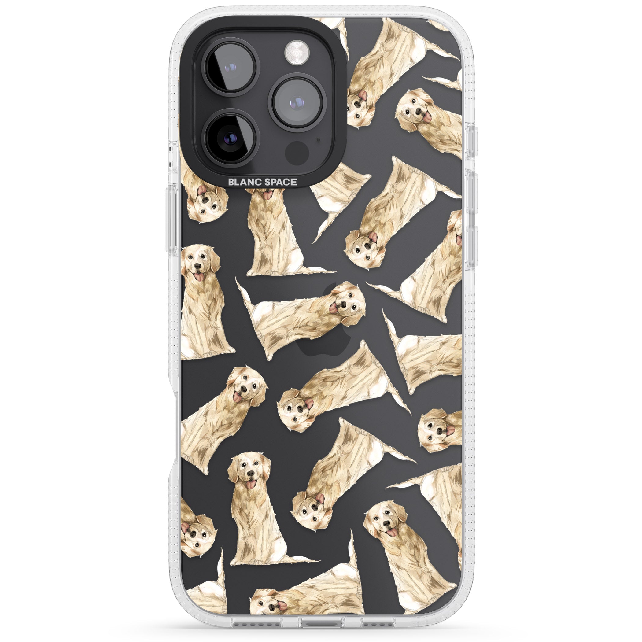 Golden Retriever Watercolour Dog Pattern iPhone 16 Pro Max / 16 Pro Clear Case Impact Air - Blanc Space