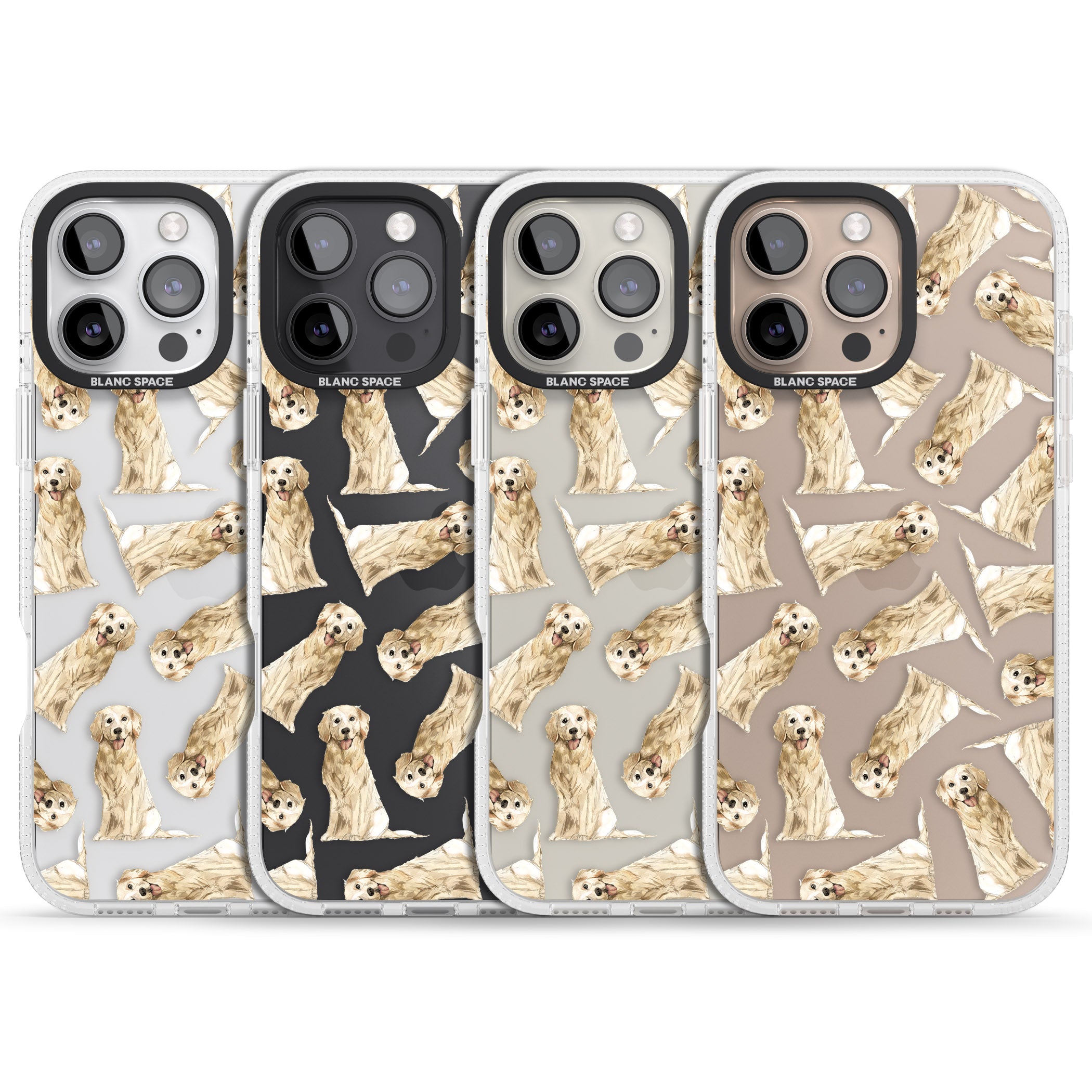 Golden Retriever Watercolour Dog Pattern iPhone 16 Pro Max / 16 Pro Clear Case Impact Air - Blanc Space