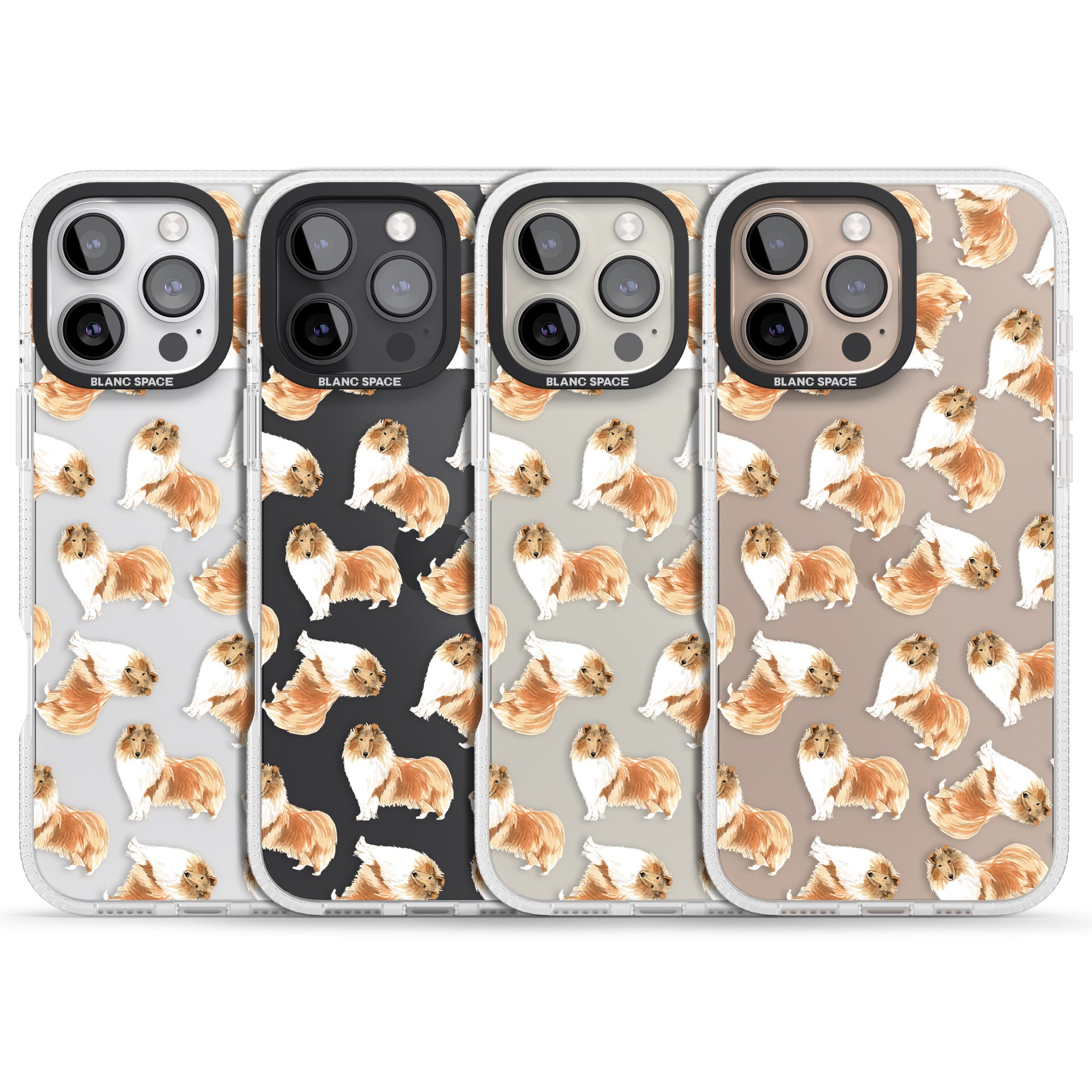 Rough Collie Watercolour Dog Pattern iPhone 16 Pro Max / 16 Pro Clear Case Impact Air - Blanc Space