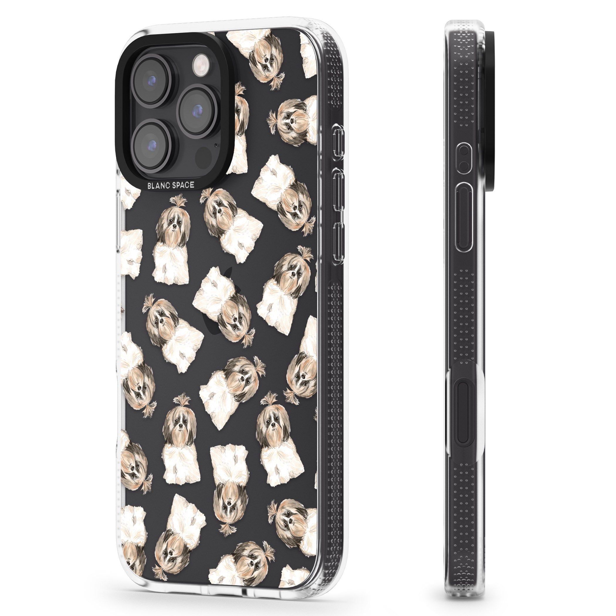 Shih tzu (Long Hair) Watercolour Dog Pattern iPhone 16 Pro Max / 16 Pro Clear Case Impact Air - Blanc Space